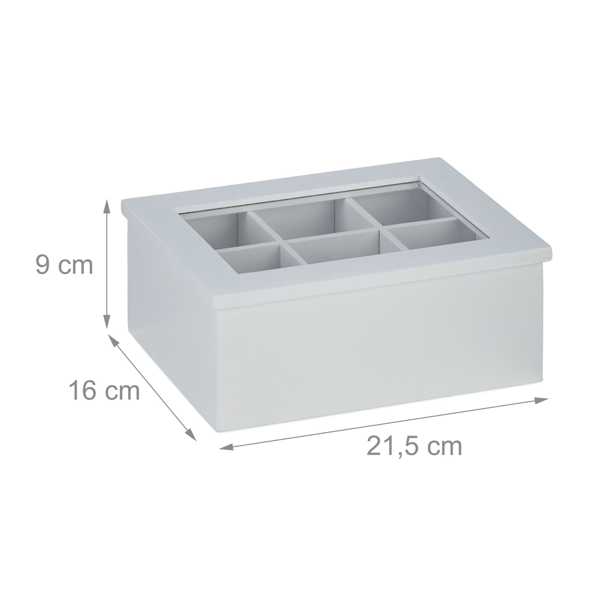 Teebox mit 6 Fächern Weiss-Transparent