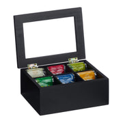 Teebox mit 6 Fächern Schwarz-Transparent von Relaxdays
