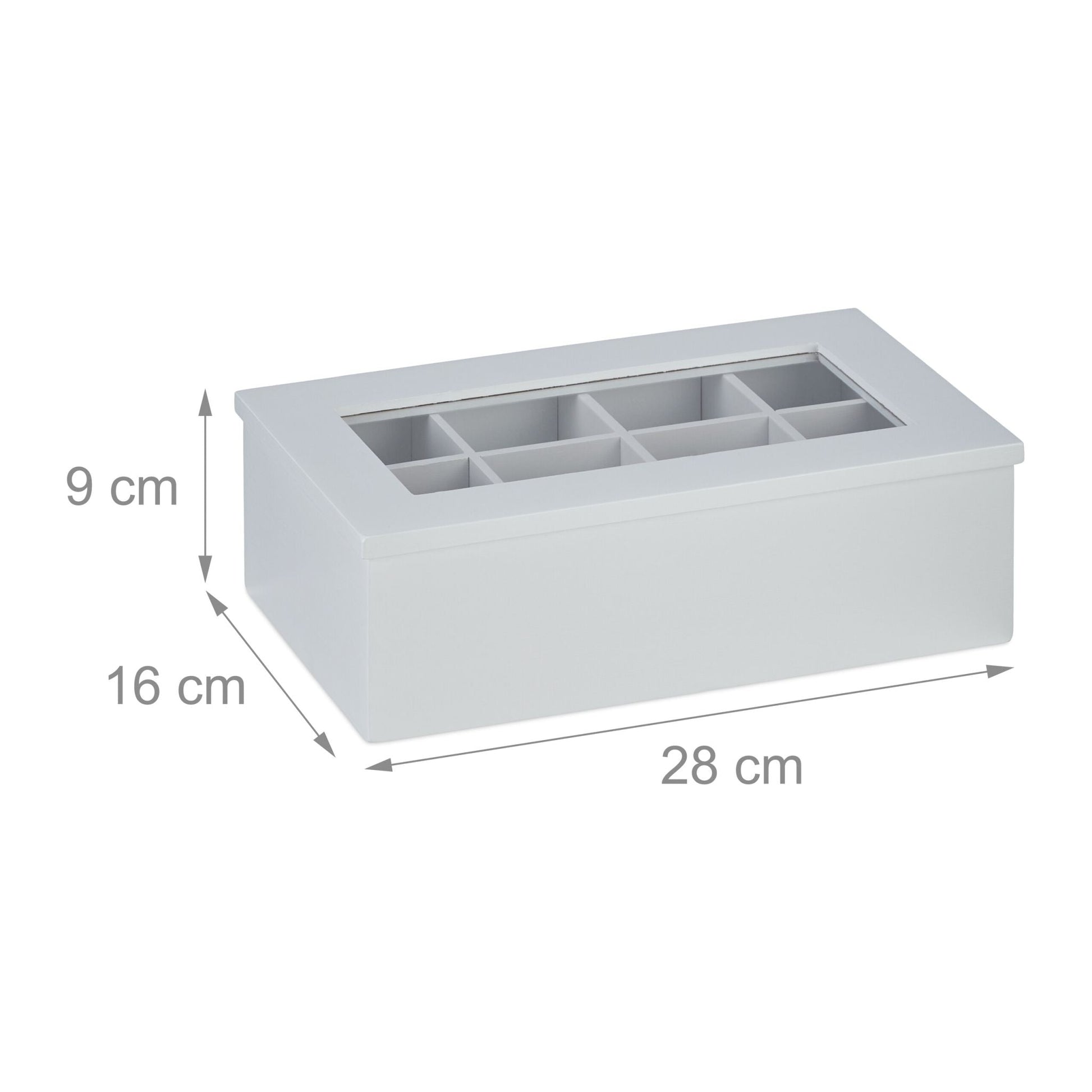 Teebox mit 8 Fächern Weiss-Transparent von Relaxdays