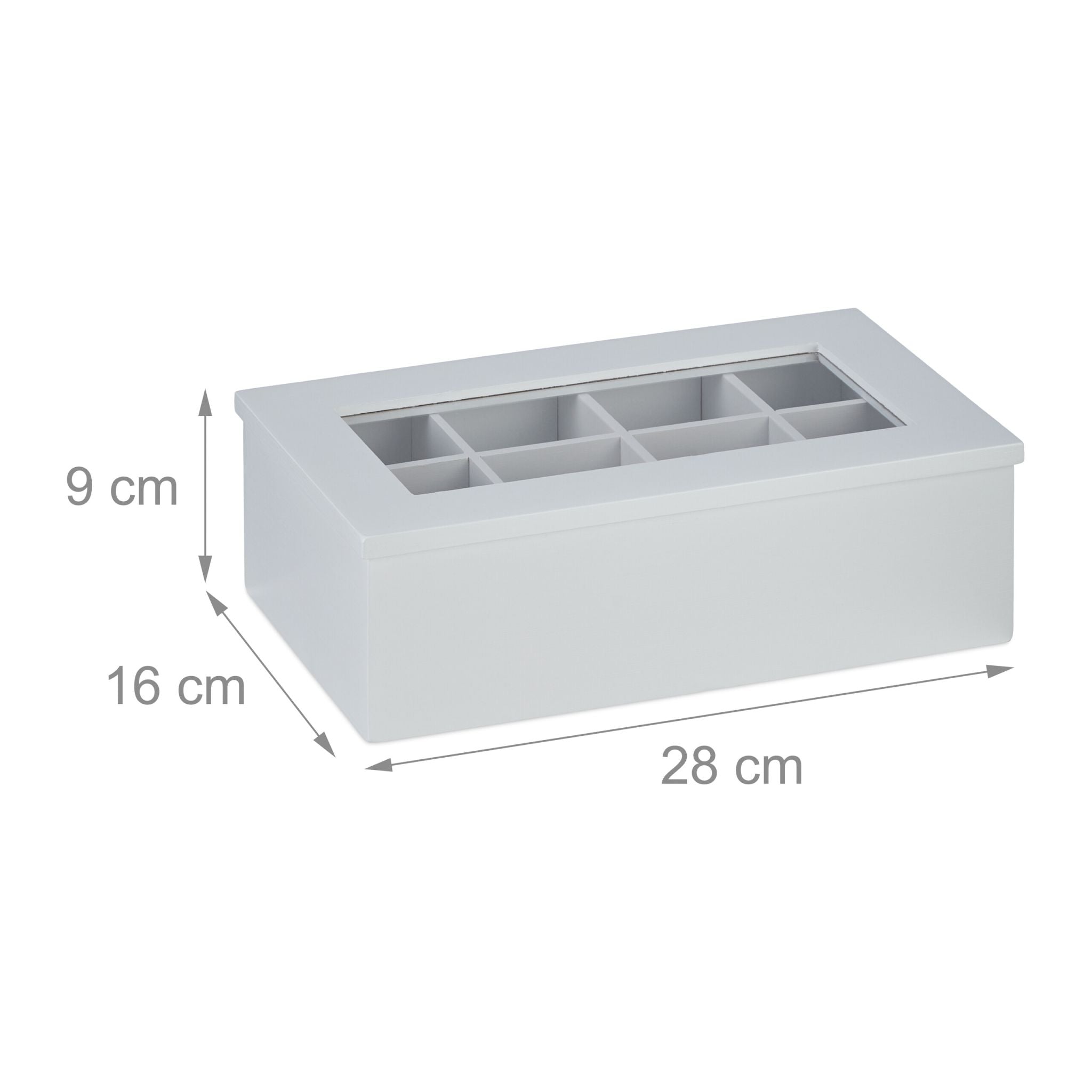 Teebox mit 8 Fächern Weiss-Transparent von Relaxdays