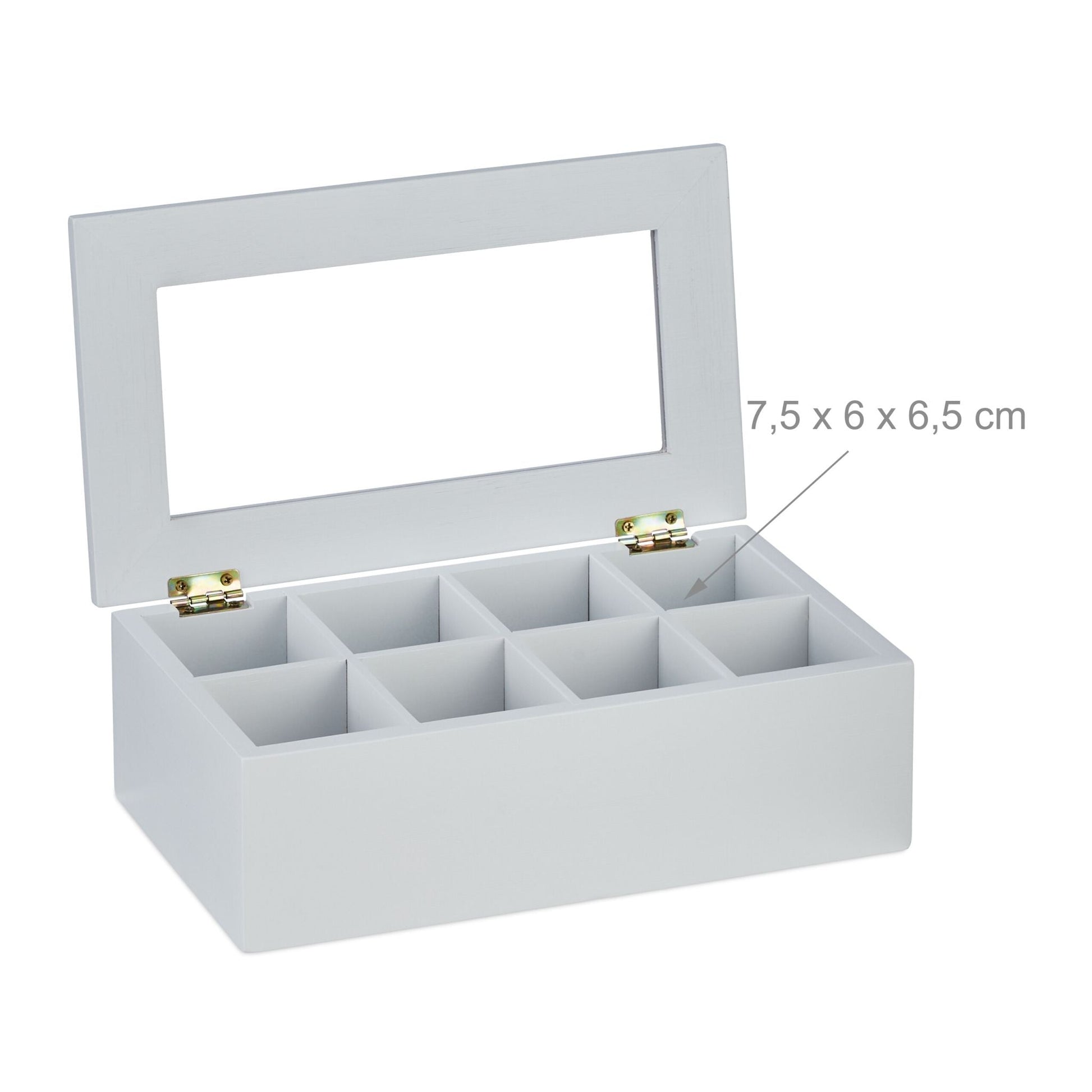 Teebox mit 8 Fächern Weiss-Transparent von Relaxdays