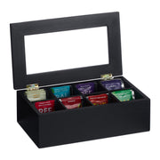 Teebox mit 8 Fächern Schwarz-Transparent