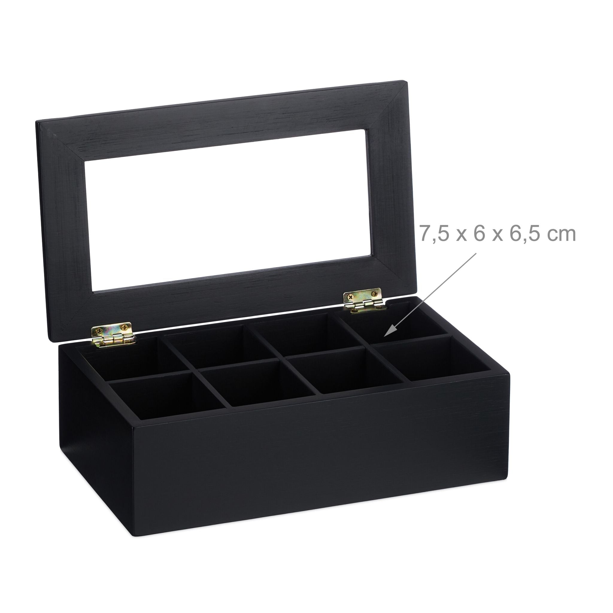 Teebox mit 8 Fächern Schwarz-Transparent