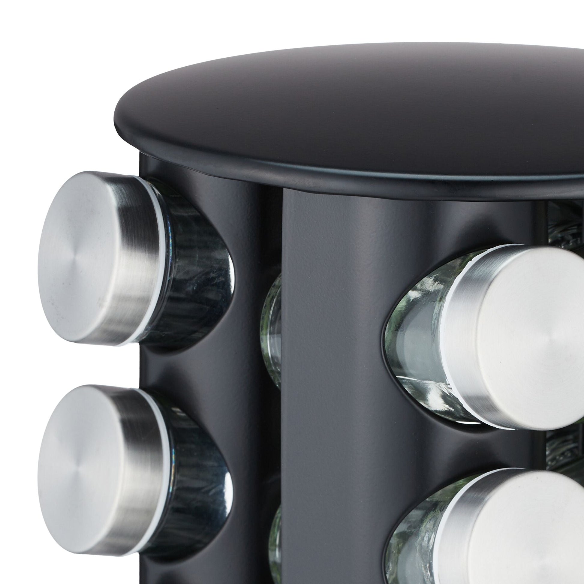 Gewürzkarussell mit 20 Gläsern EdelstahlSchwarz-Silber-Transparent von Relaxdays