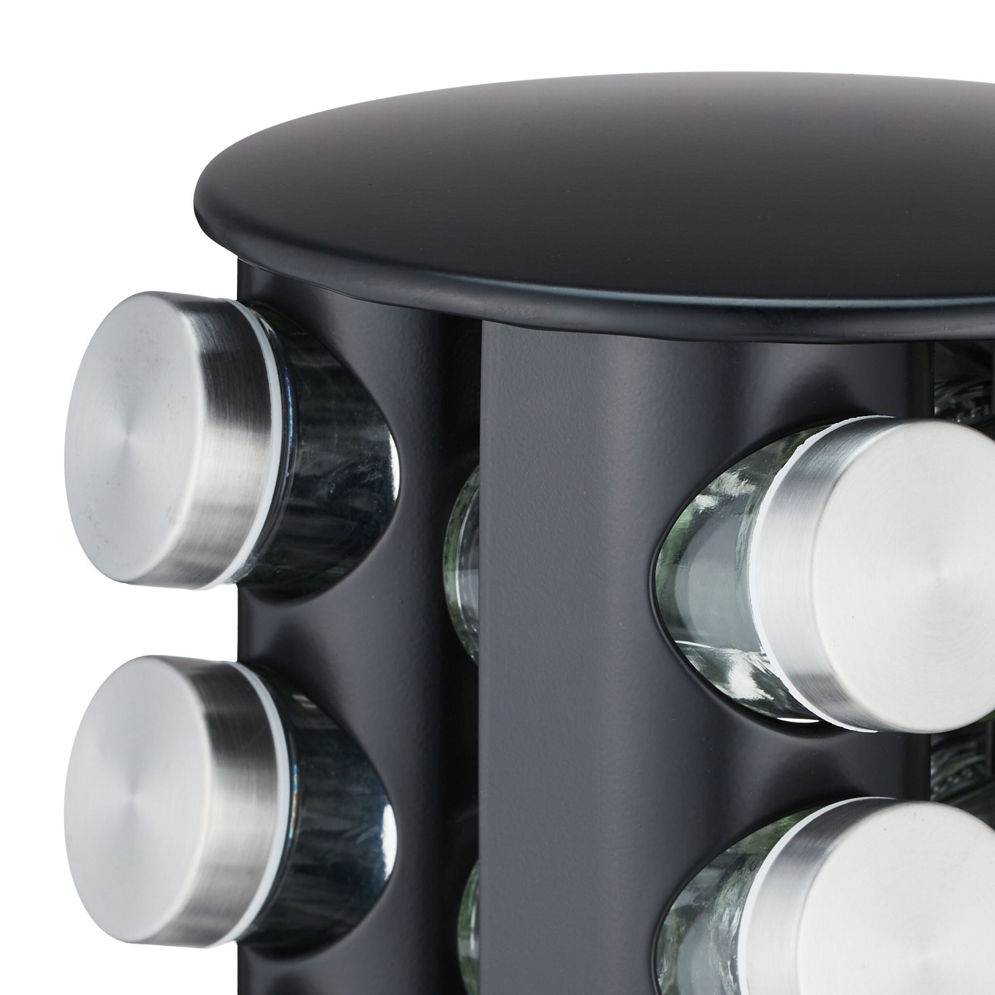 Gewürzkarussell mit 20 Gläsern EdelstahlSchwarz-Silber-Transparent von Relaxdays