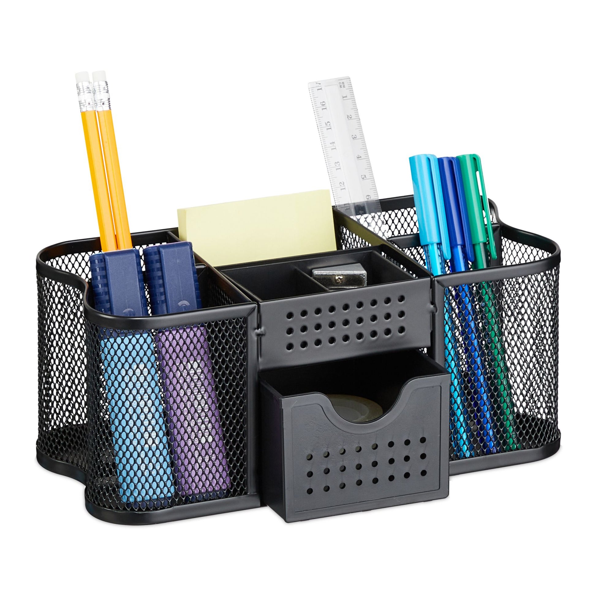 Schreibtisch Organizer Mesh-Design Schwarz von Relaxdays