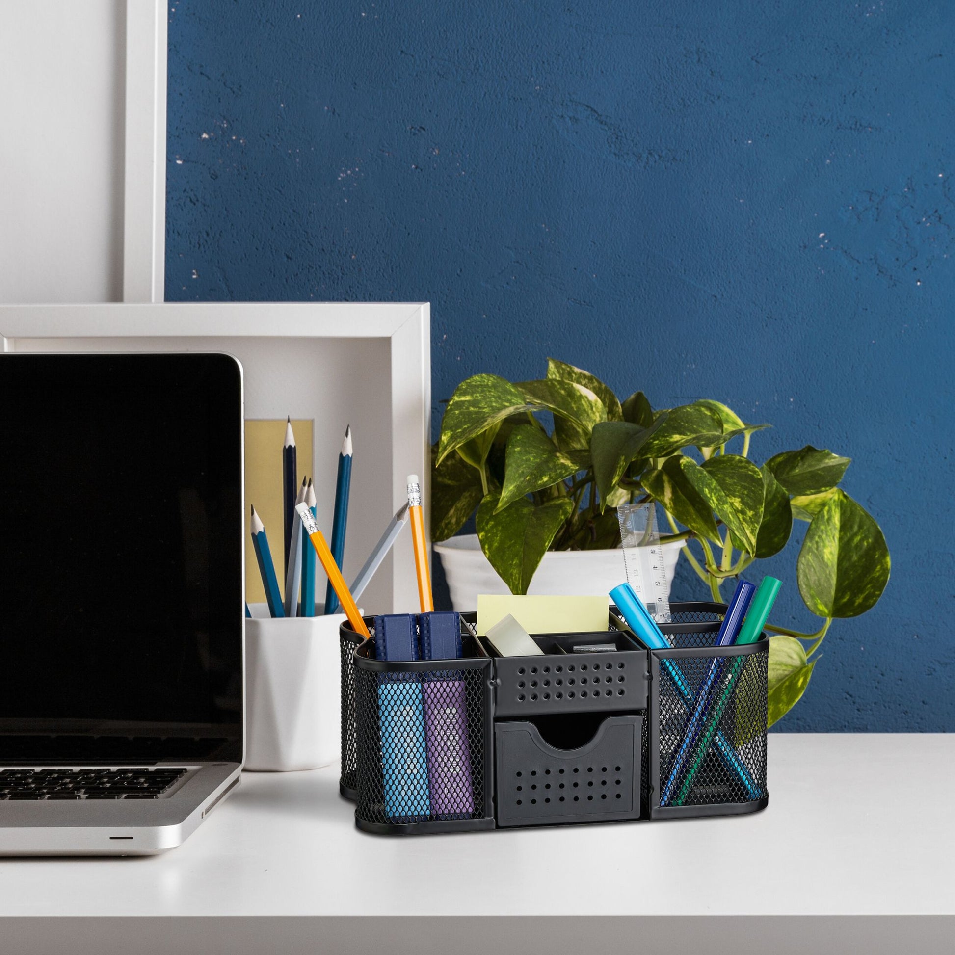 Schreibtisch Organizer Mesh-Design Schwarz von Relaxdays