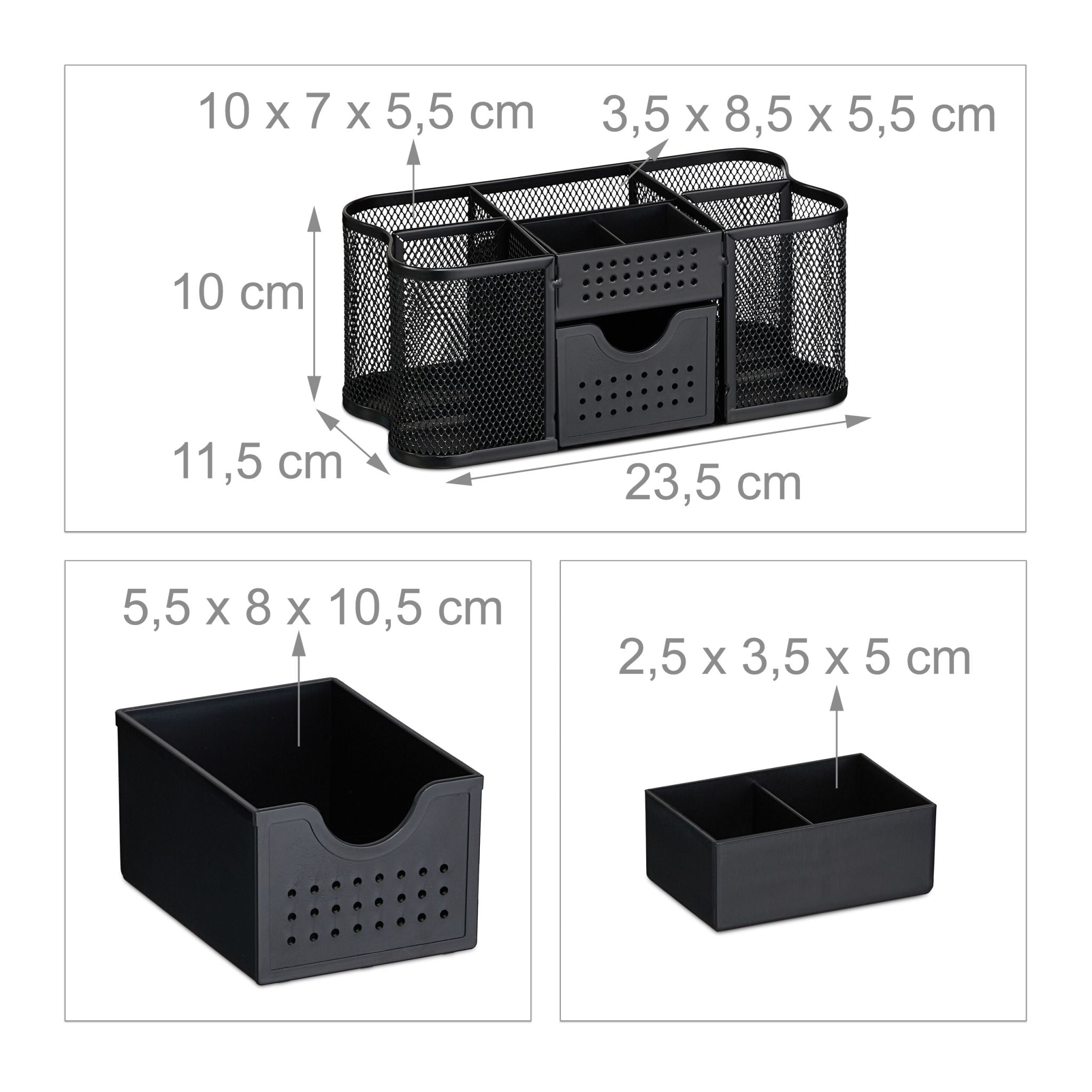 Schreibtisch Organizer Mesh-Design Schwarz von Relaxdays