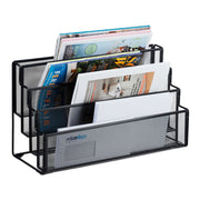 Zeitschriftenhalter Metall 4 Fächer Schwarz von Relaxdays