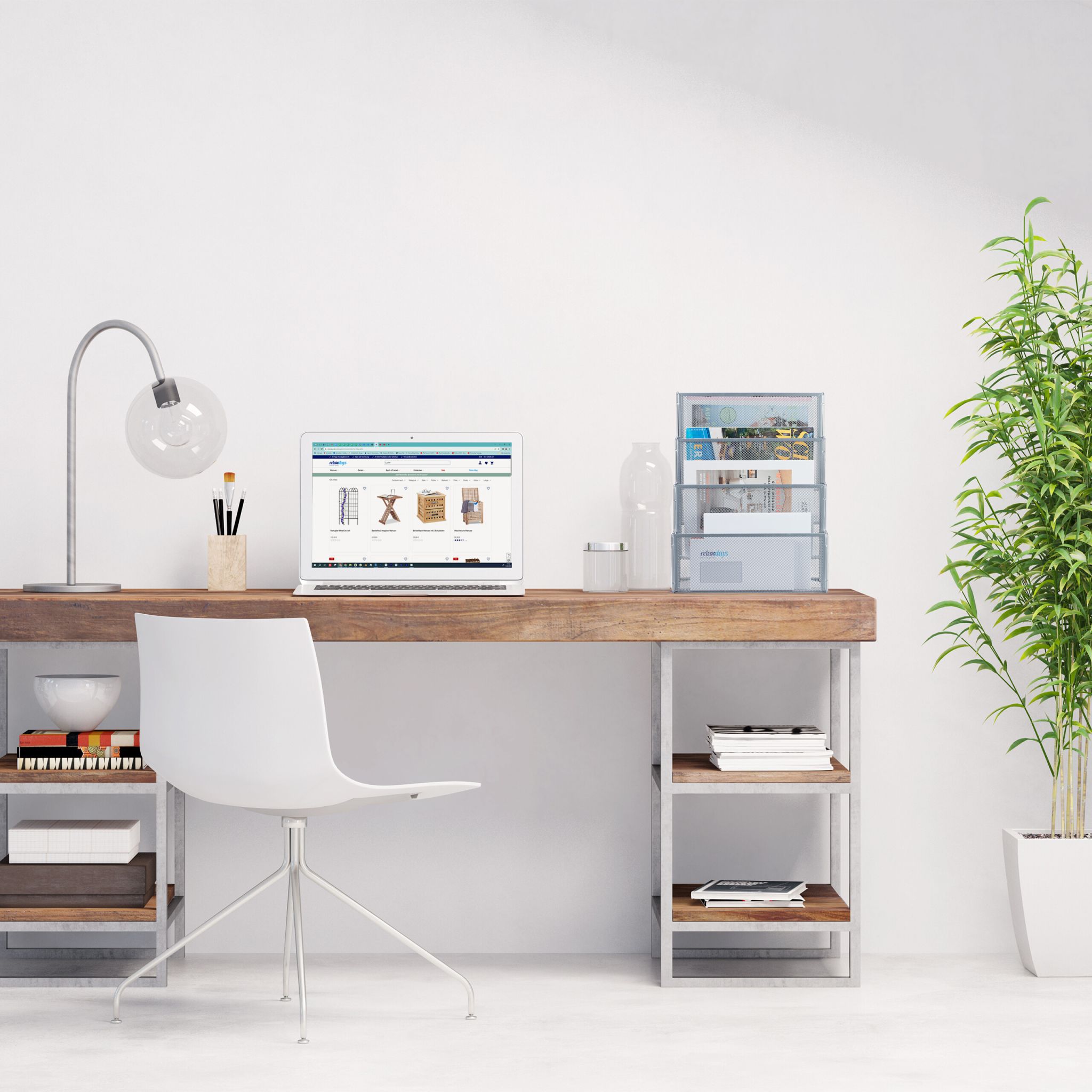 Zeitschriftenhalter Metall 4 Fächer Silber von Relaxdays