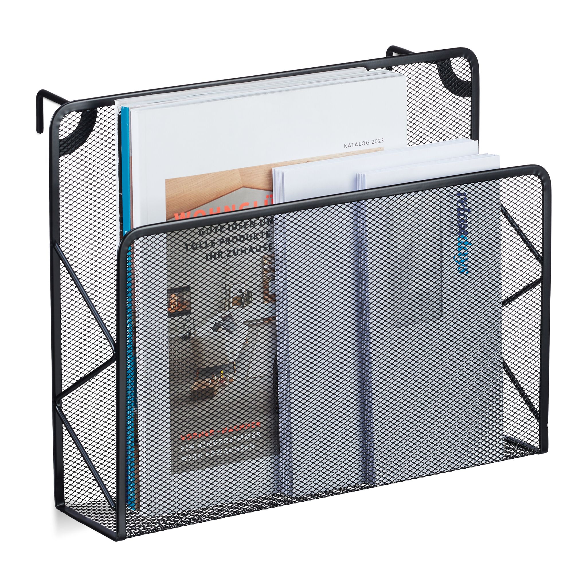 Zeitschriftenhalter Wand Schwarz von Relaxdays