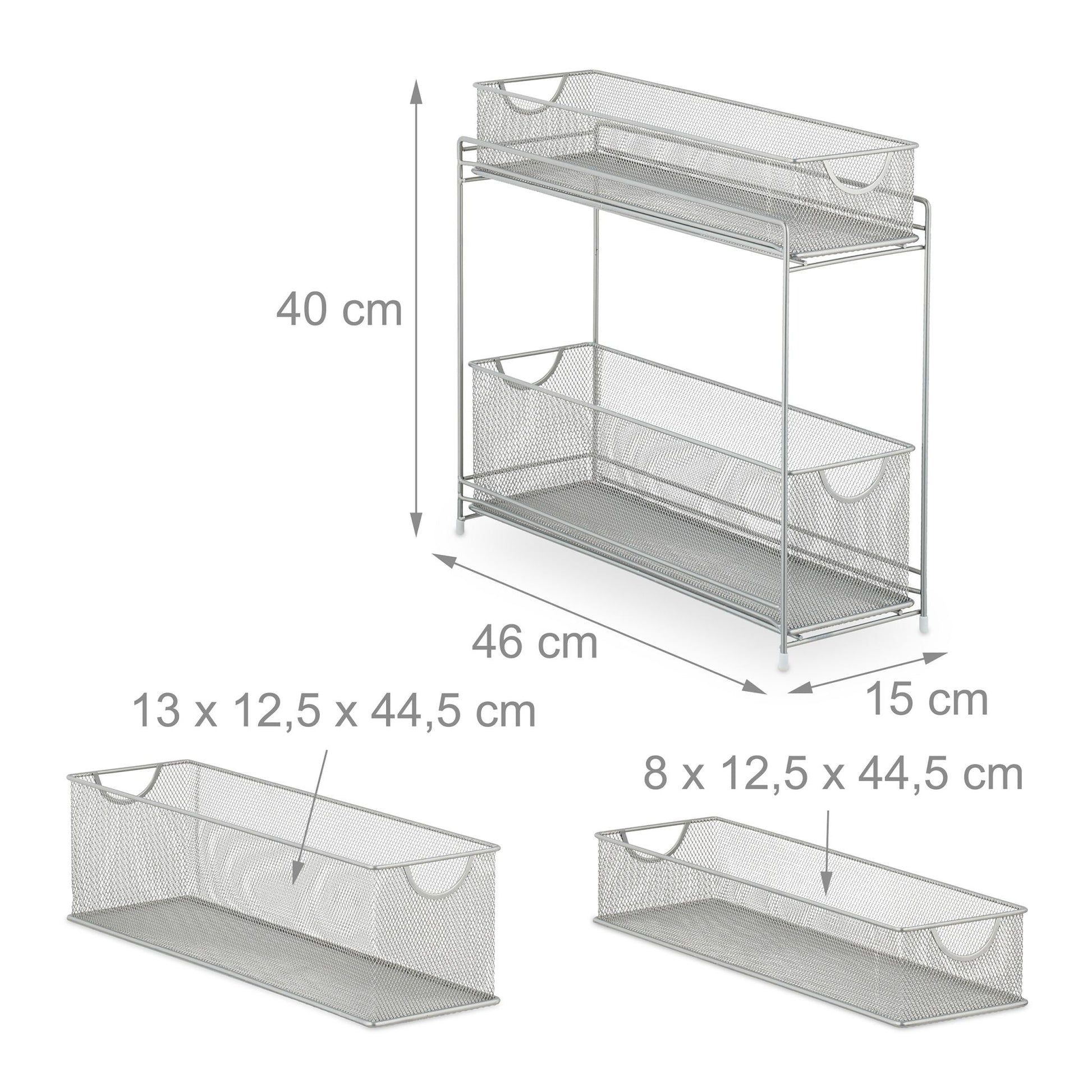 Küchenschrankorganiser Metall Weiss-Silber von Relaxdays
