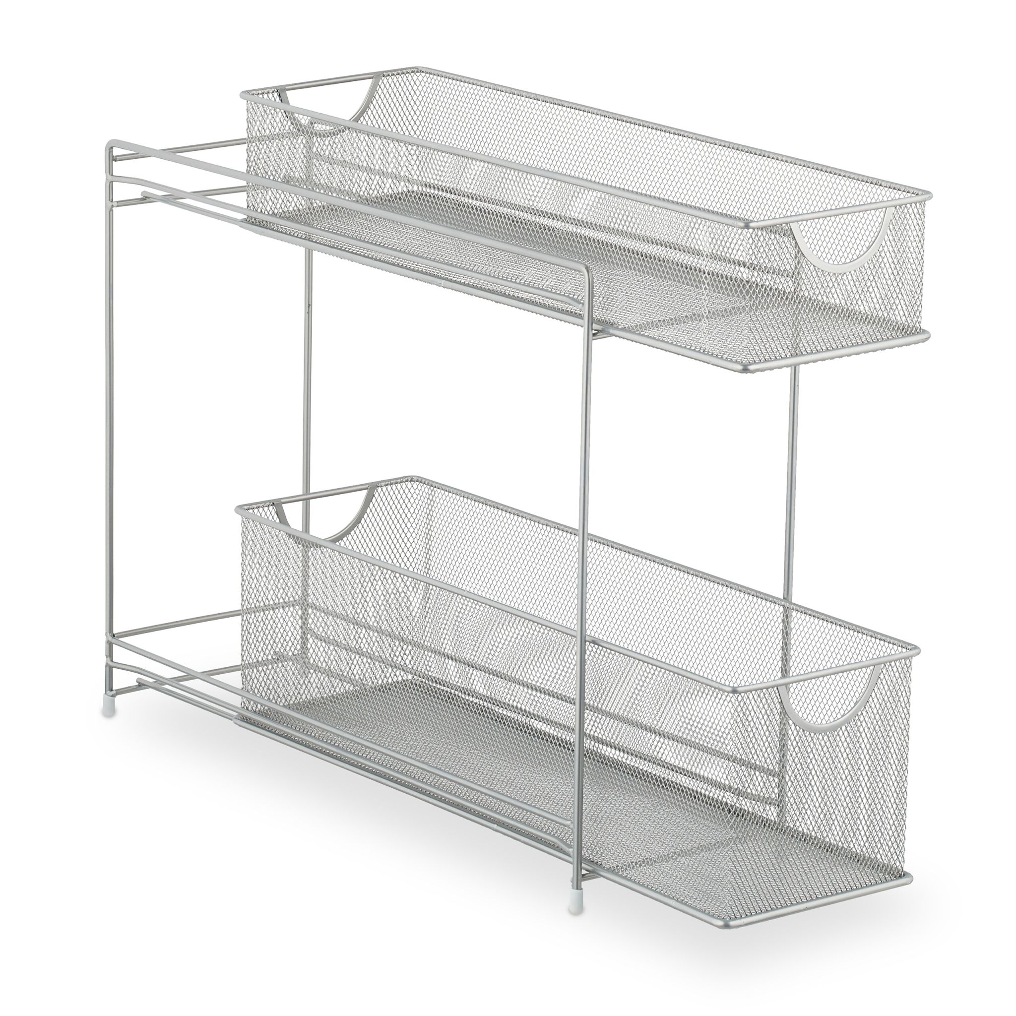 Küchenschrankorganiser Metall Weiss-Silber von Relaxdays