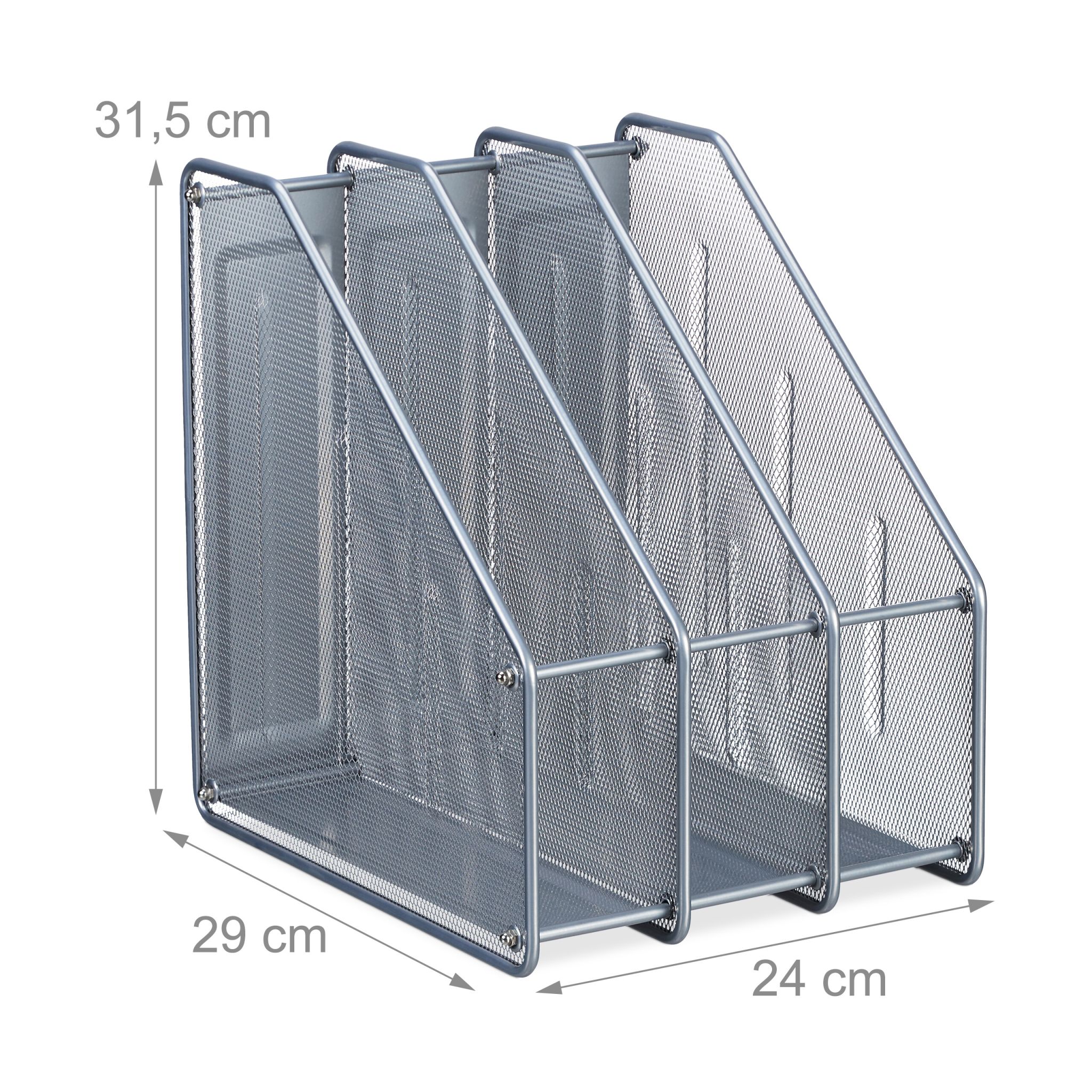 Stehsammler mit 3 Fächern Silber von Relaxdays