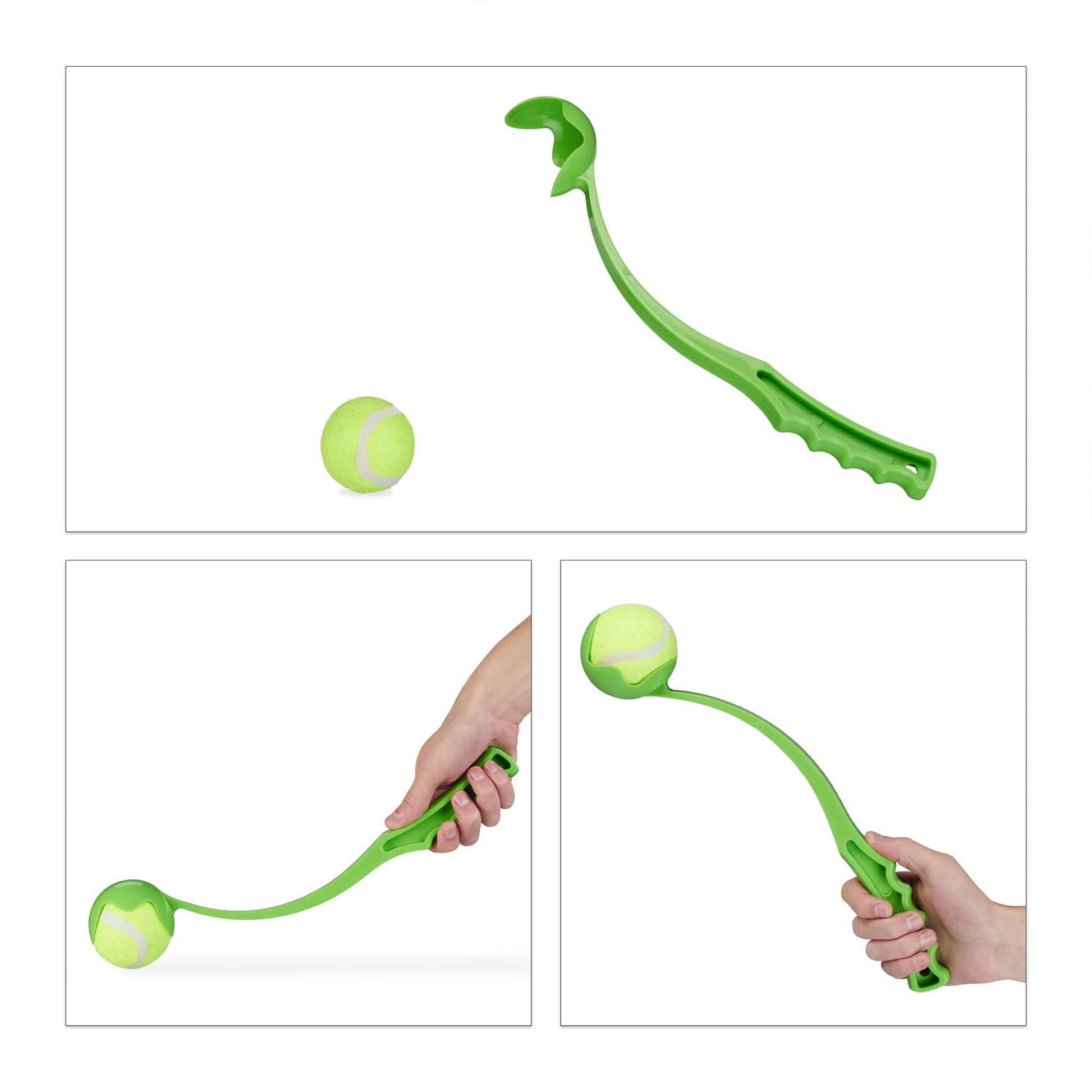 Ballschleuder für Hunde 4er-Set Blau-Gelb-Grün von Relaxdays