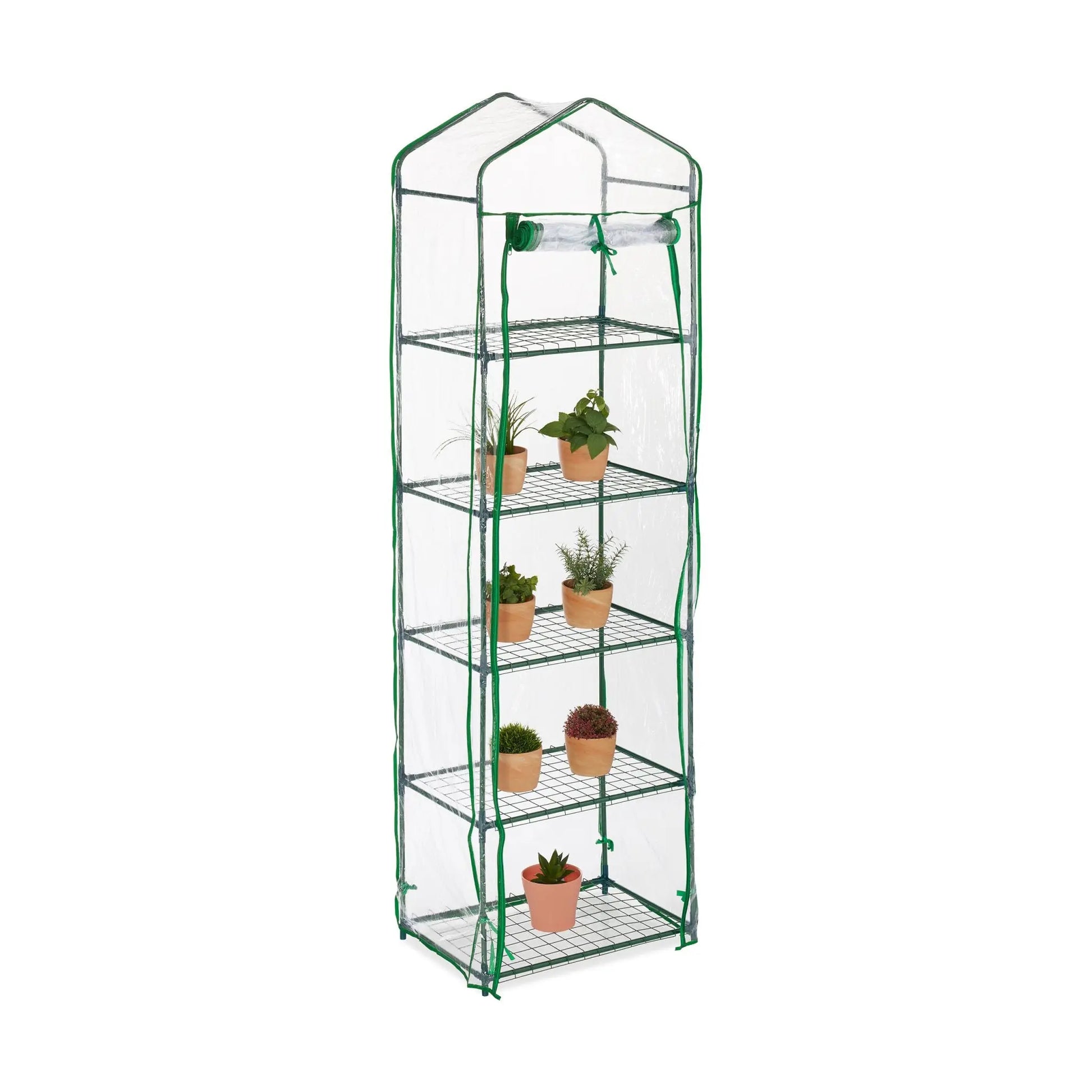 Balkon-Gewächshaus mit PVC-Folie Dunkelgrün-Transparent von Relaxdays