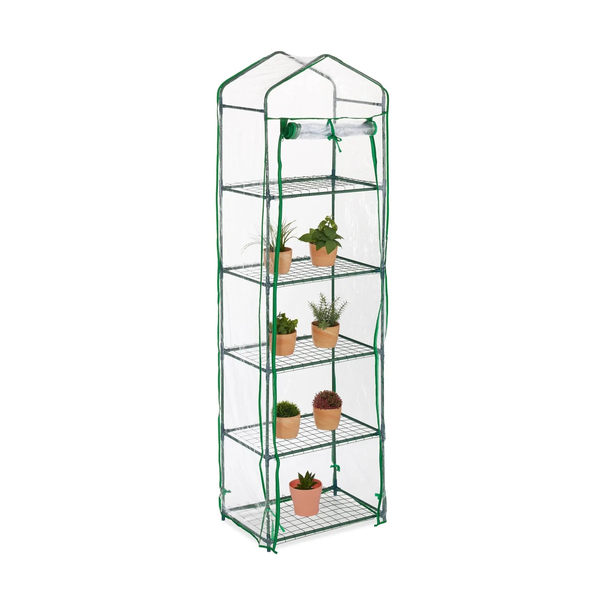 Balkon-Gewächshaus mit PVC-Folie Dunkelgrün-Transparent von Relaxdays