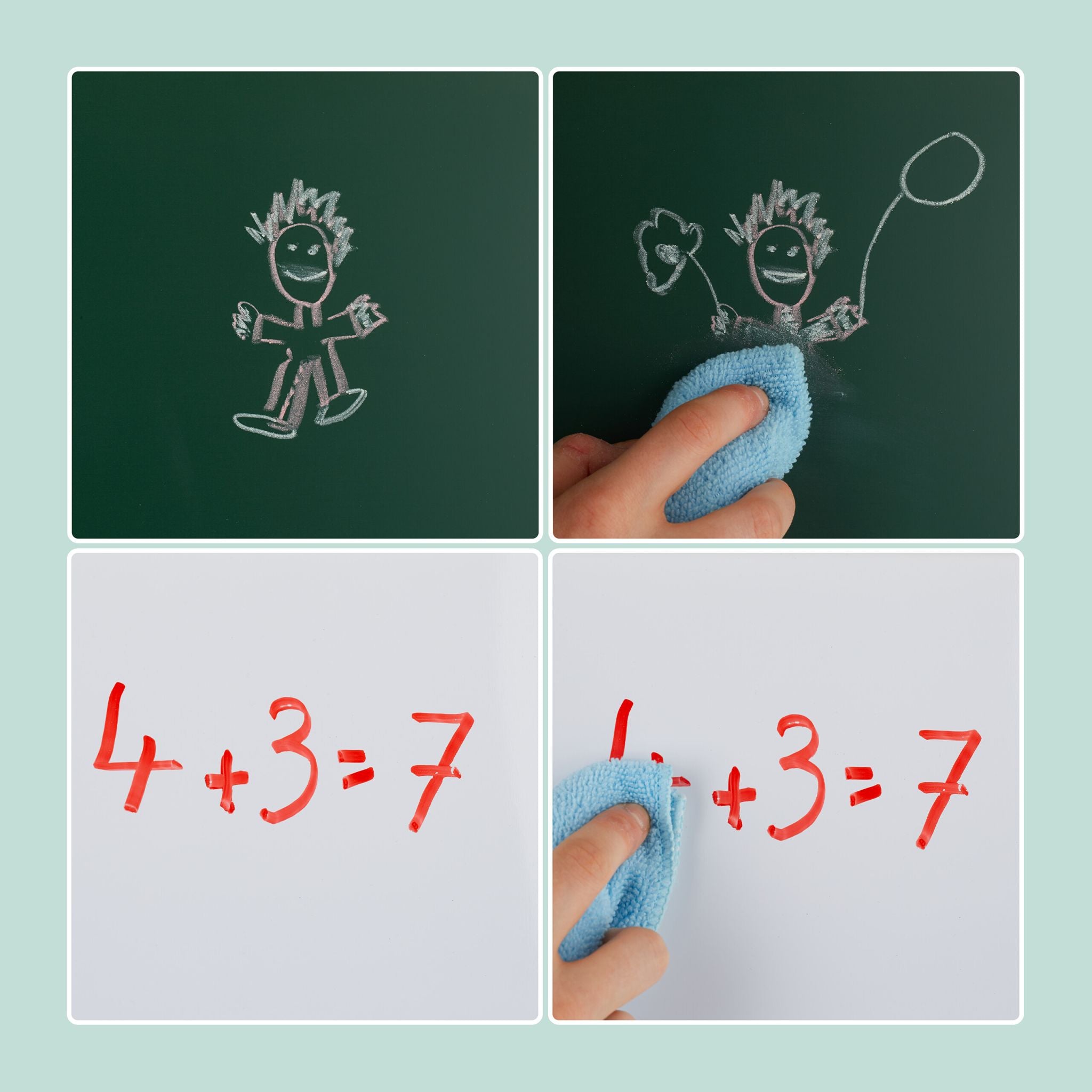Kinderstandtafel mit Whiteboard Weiss-Dunkelgrün