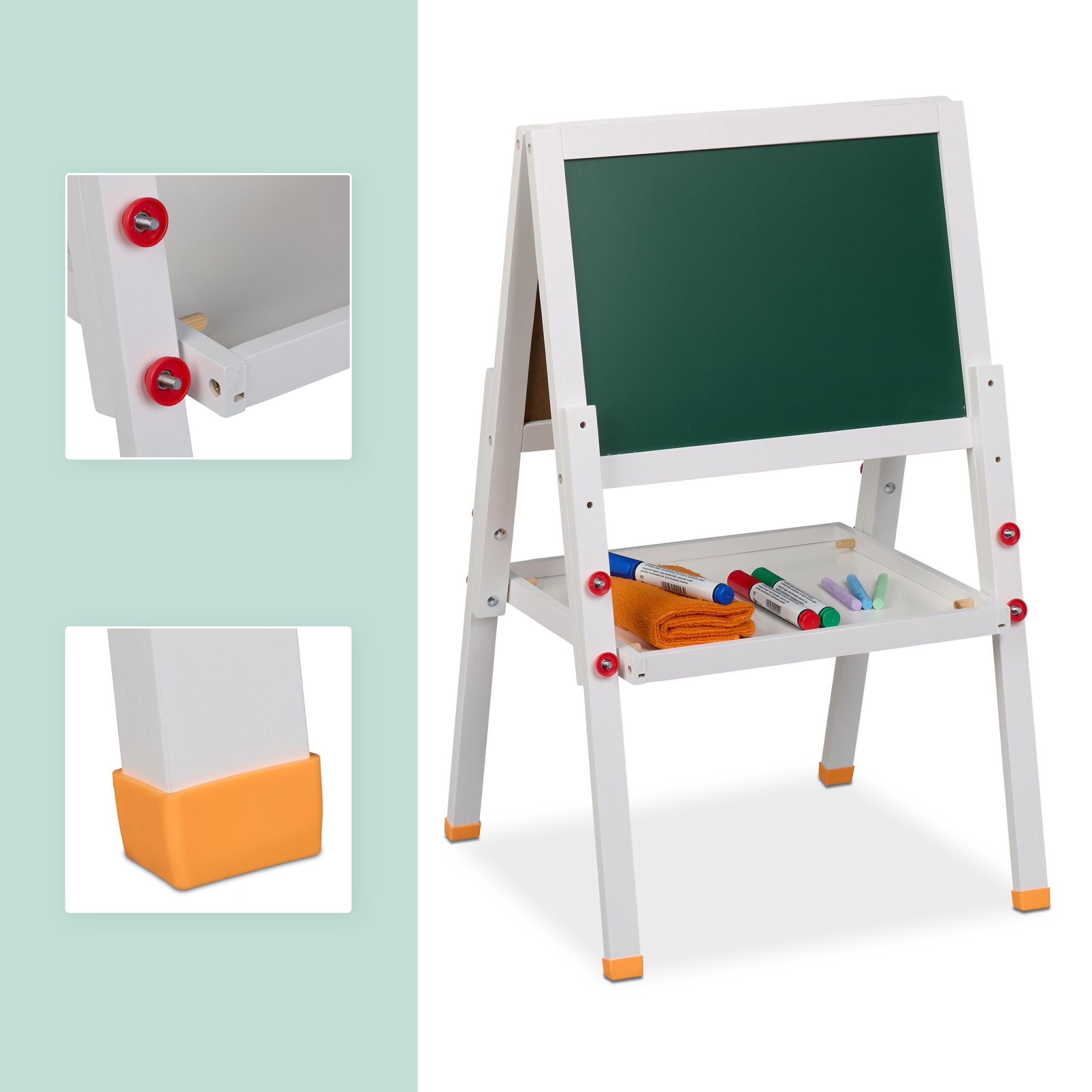 Kinderstandtafel mit Whiteboard Weiss-Dunkelgrün