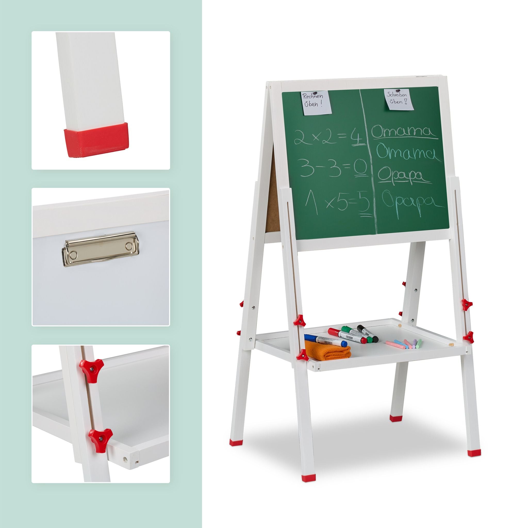 Kinderstandtafel mit Whiteboard Weiss-Dunkelgrün