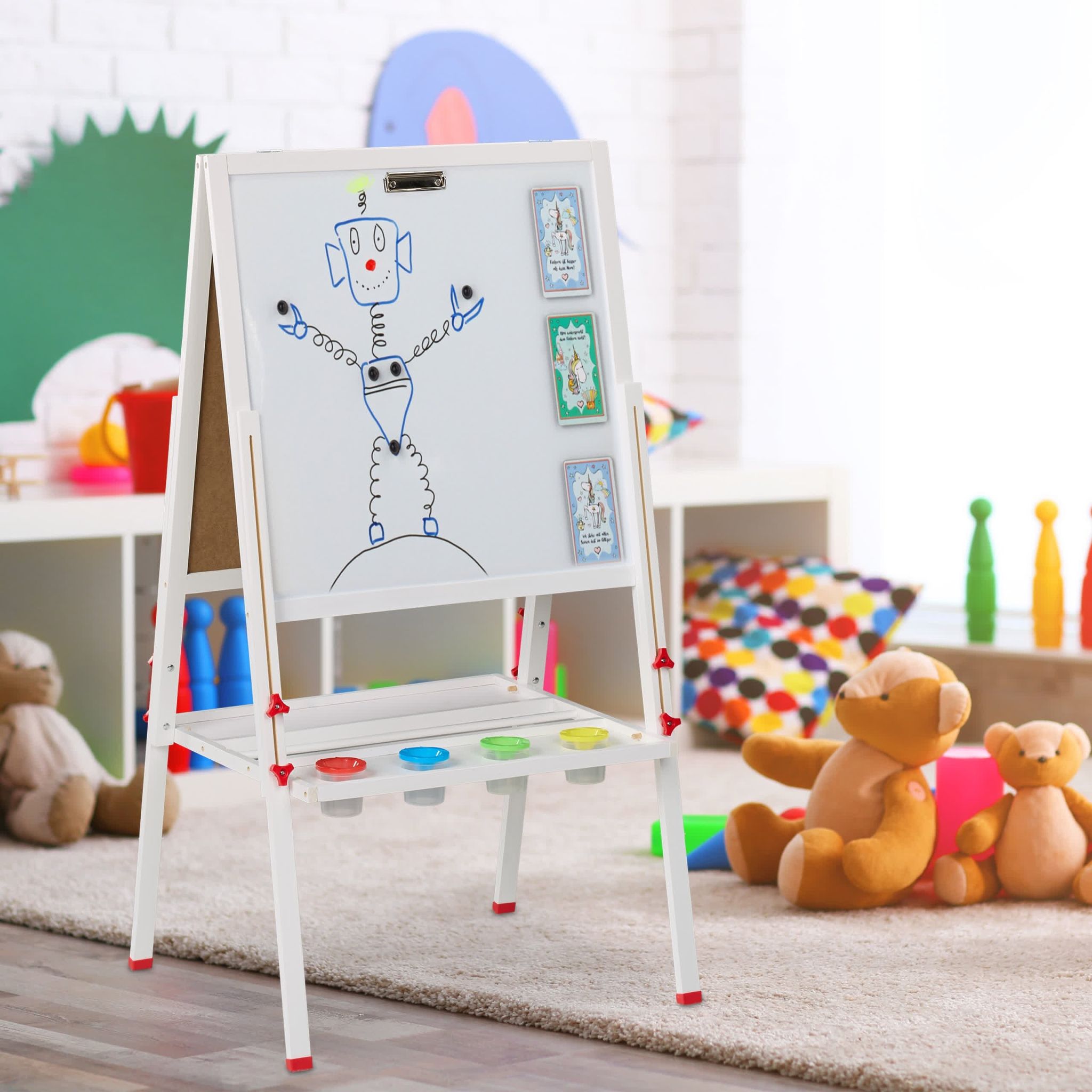 Kinderstandtafel mit Whiteboard Weiss-Dunkelgrün von guteszeug.ch