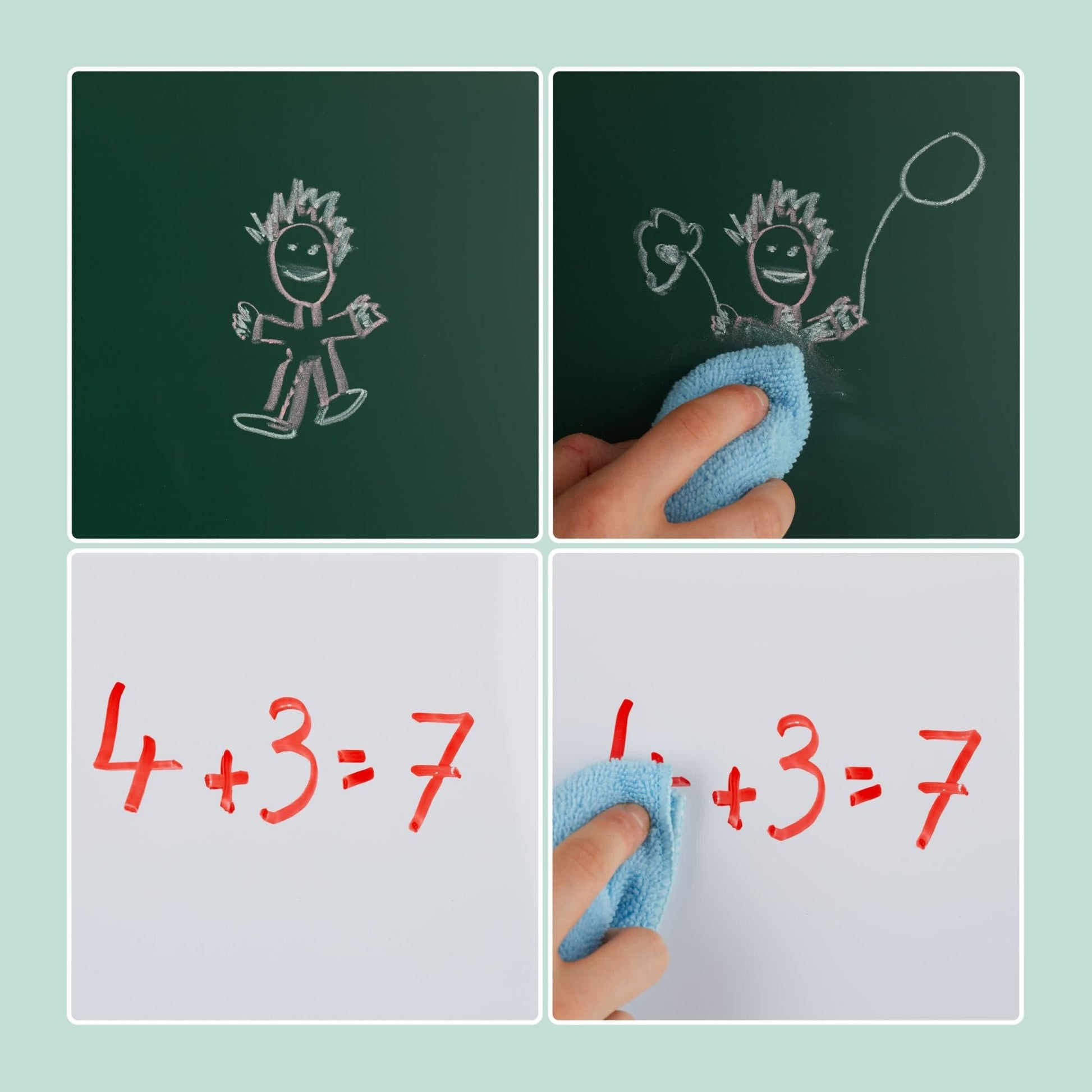 Kinderstandtafel mit Whiteboard Weiss-Dunkelgrün von guteszeug.ch