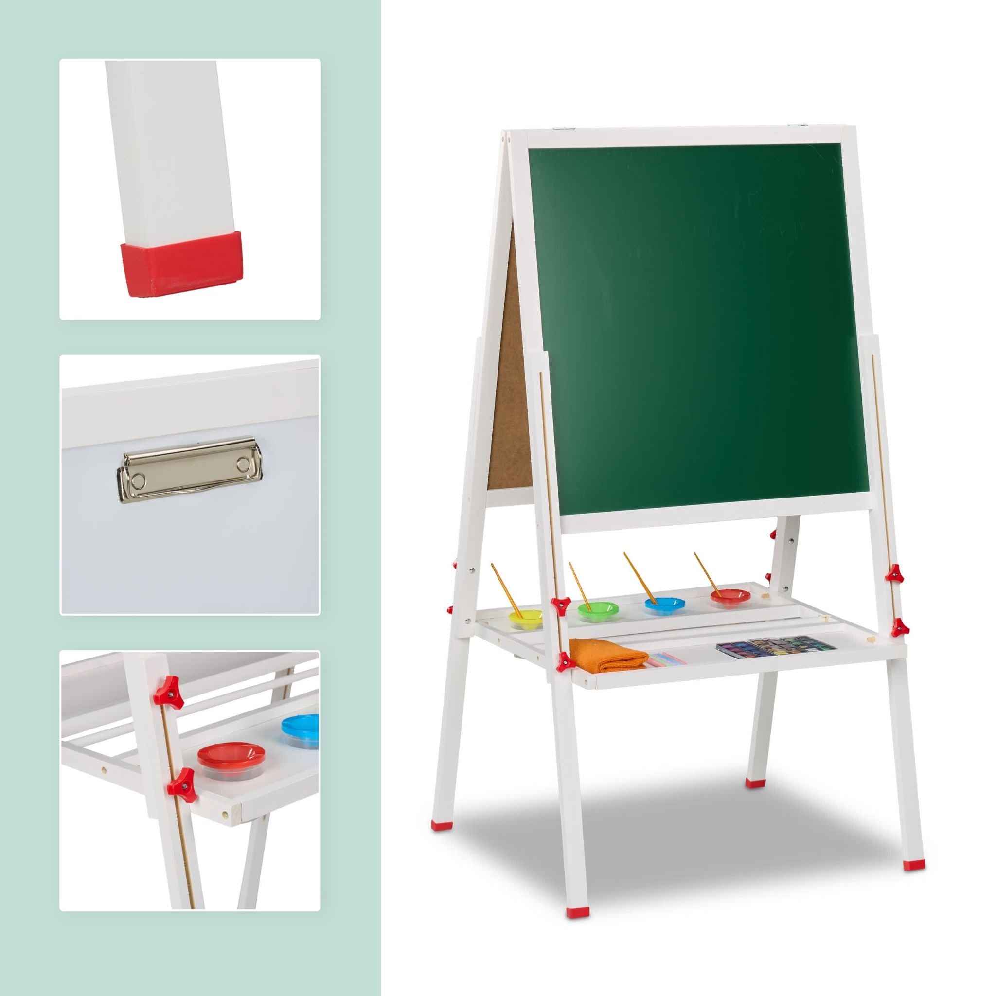 Kinderstandtafel mit Whiteboard Weiss-Dunkelgrün von guteszeug.ch