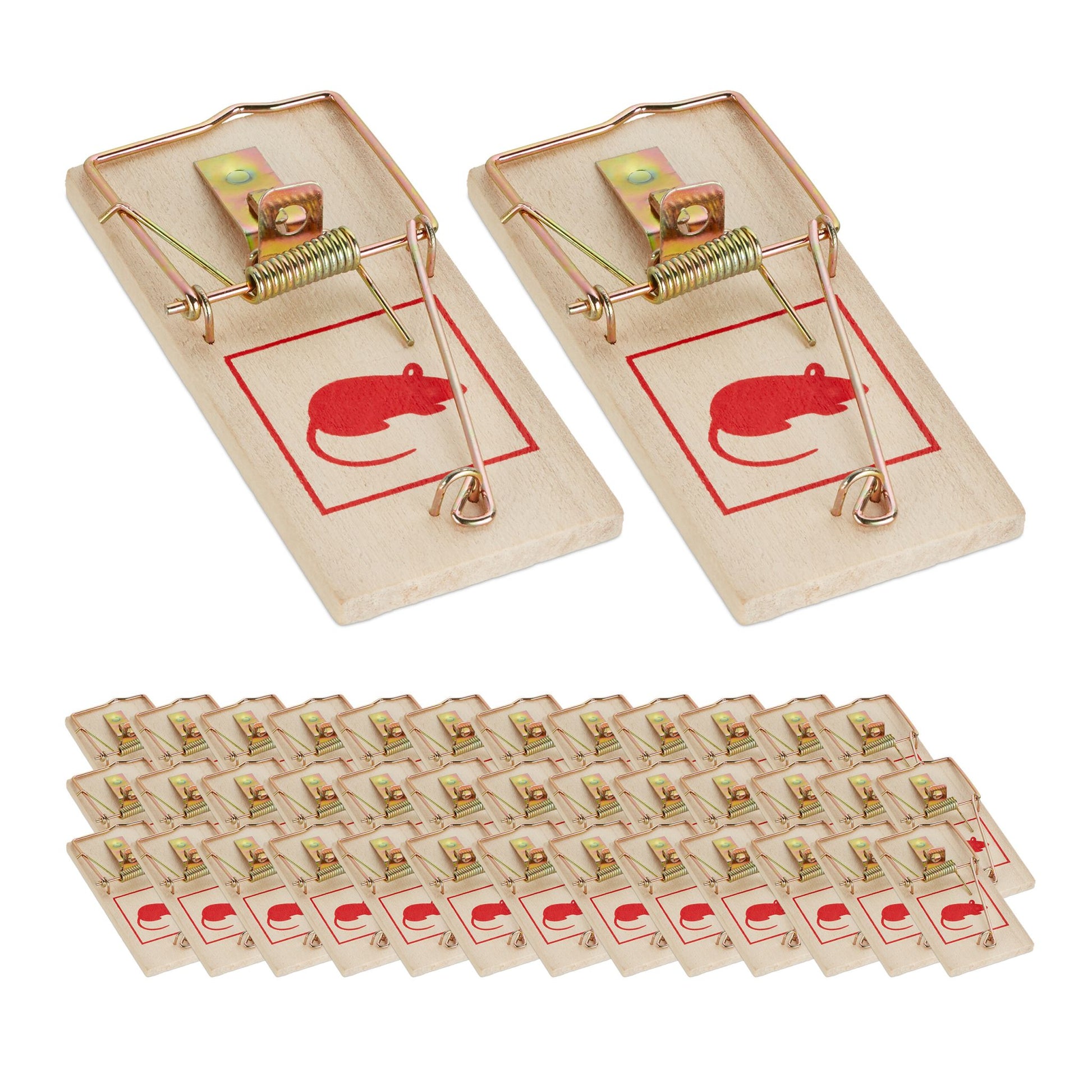 Mausefalle Holz 40er-Set Hellbraun-Kupfer-Rot von Relaxdays