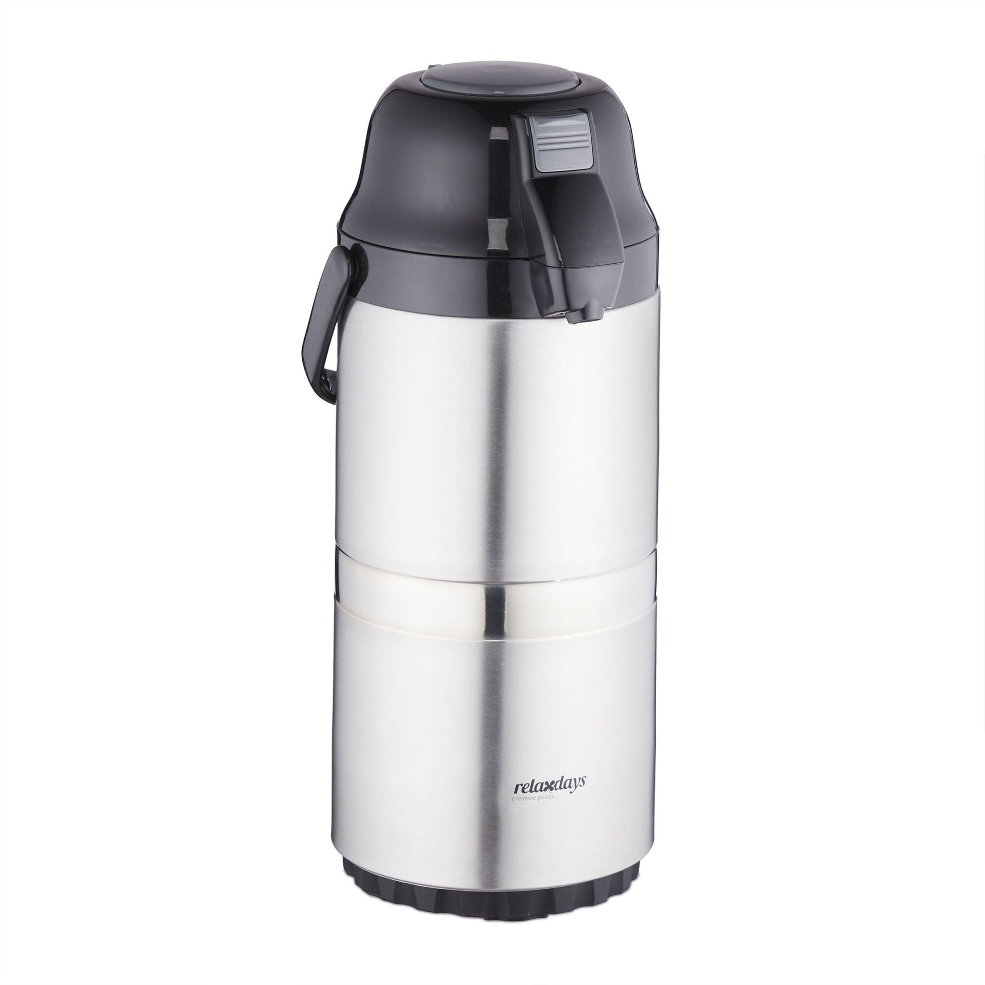 Kaffee Pumpkanne 3L Schwarz-Silber-Grau von Relaxdays