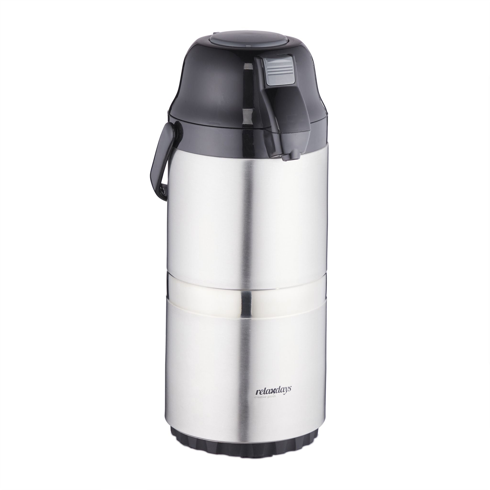 Kaffee Pumpkanne 3L Schwarz-Silber-Grau von Relaxdays
