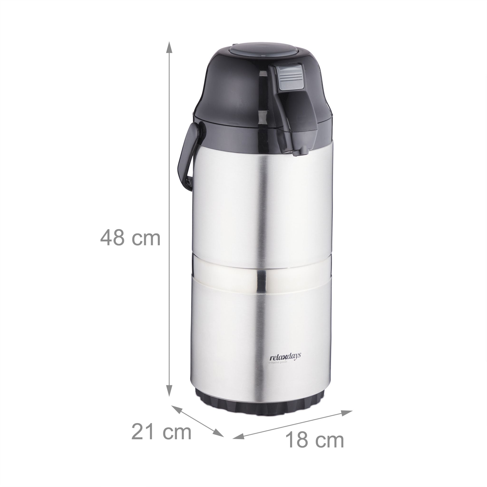 Kaffee Pumpkanne 3L Schwarz-Silber-Grau von Relaxdays