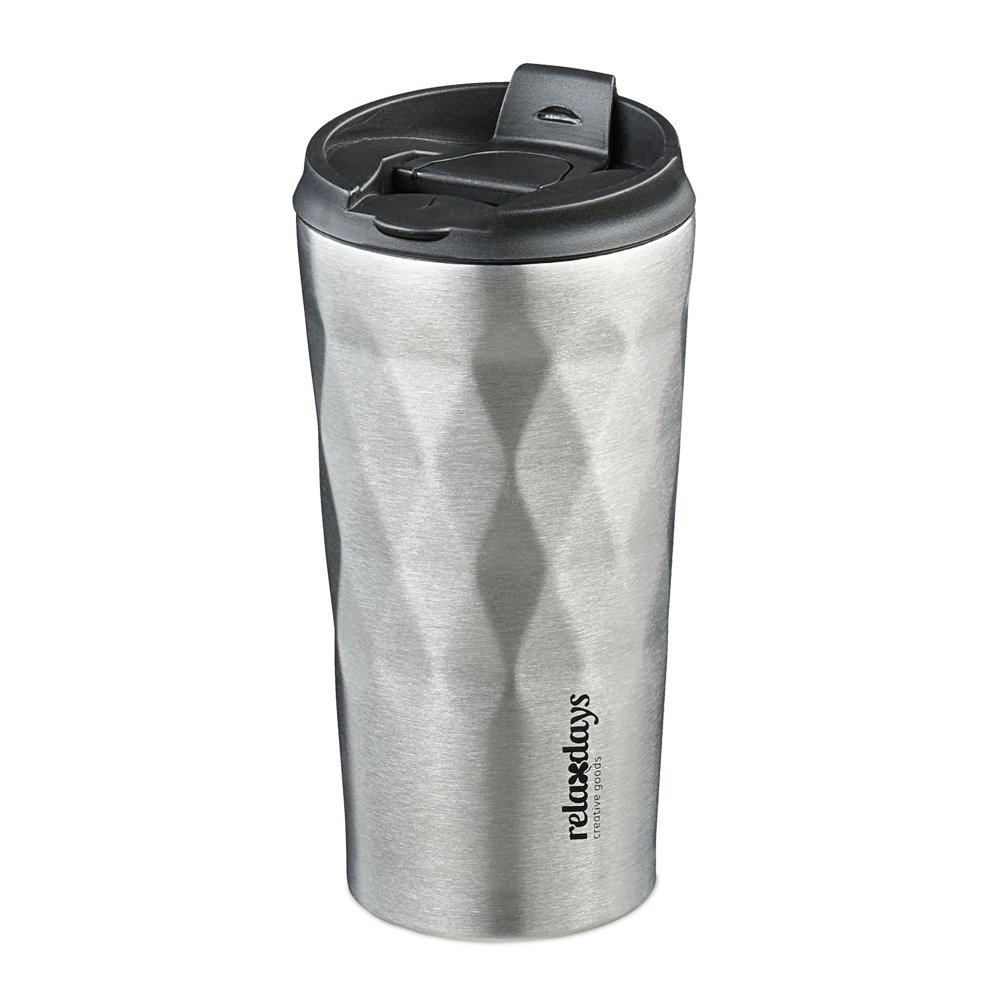 Thermobecher Edelstahl 350ml Schwarz-Silber von Relaxdays