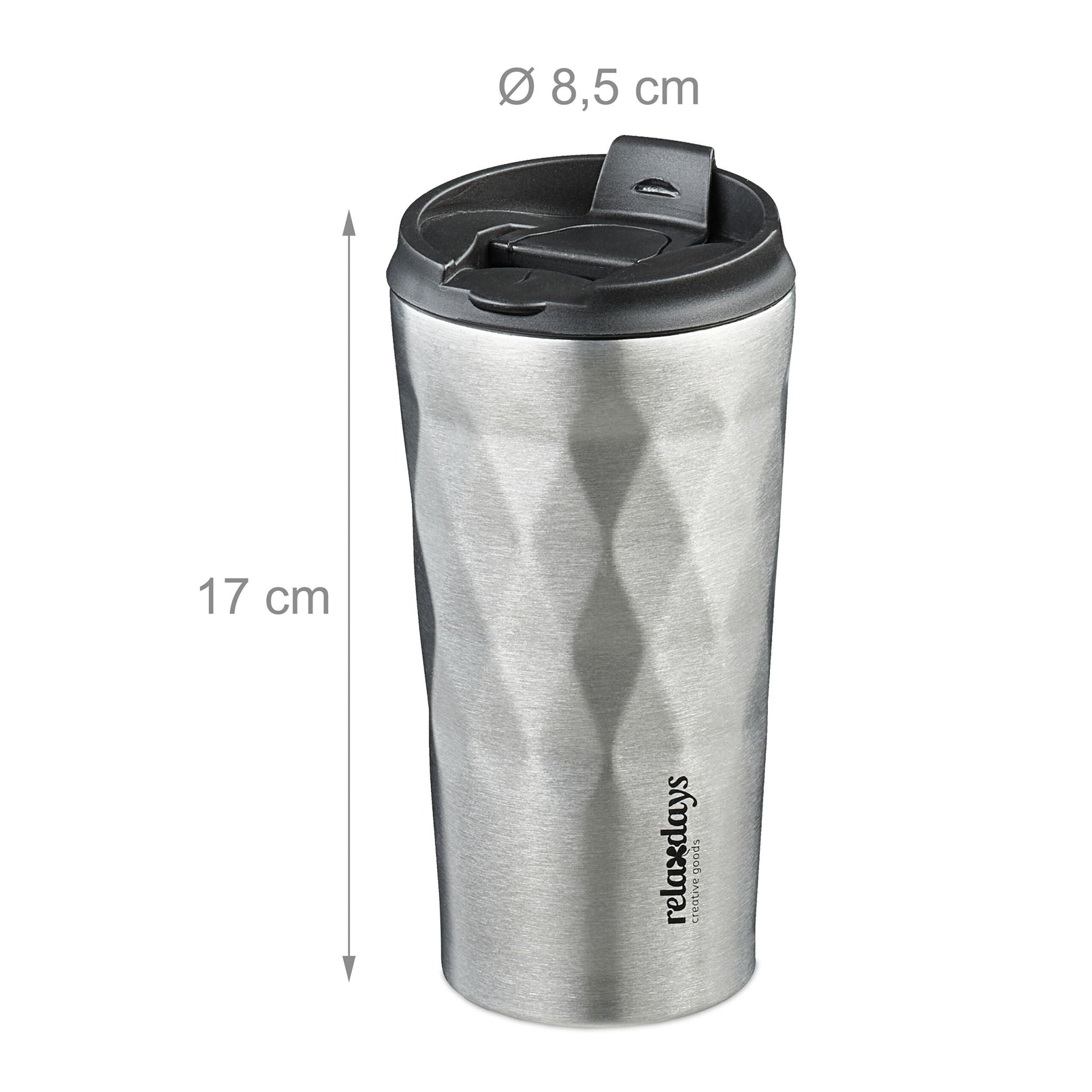 Thermobecher Edelstahl 350ml Schwarz-Silber von Relaxdays