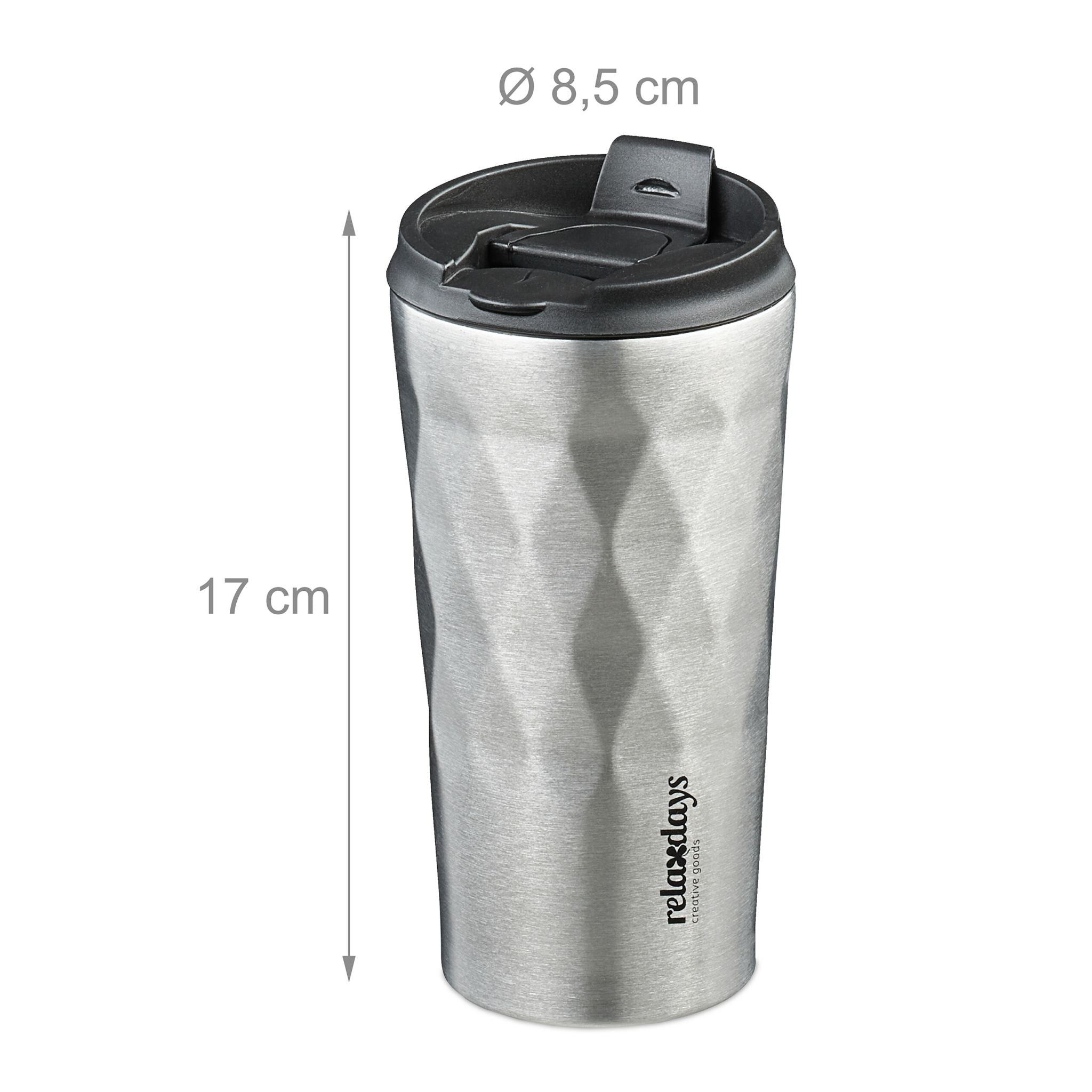 Thermobecher Edelstahl 350ml Schwarz-Silber von Relaxdays