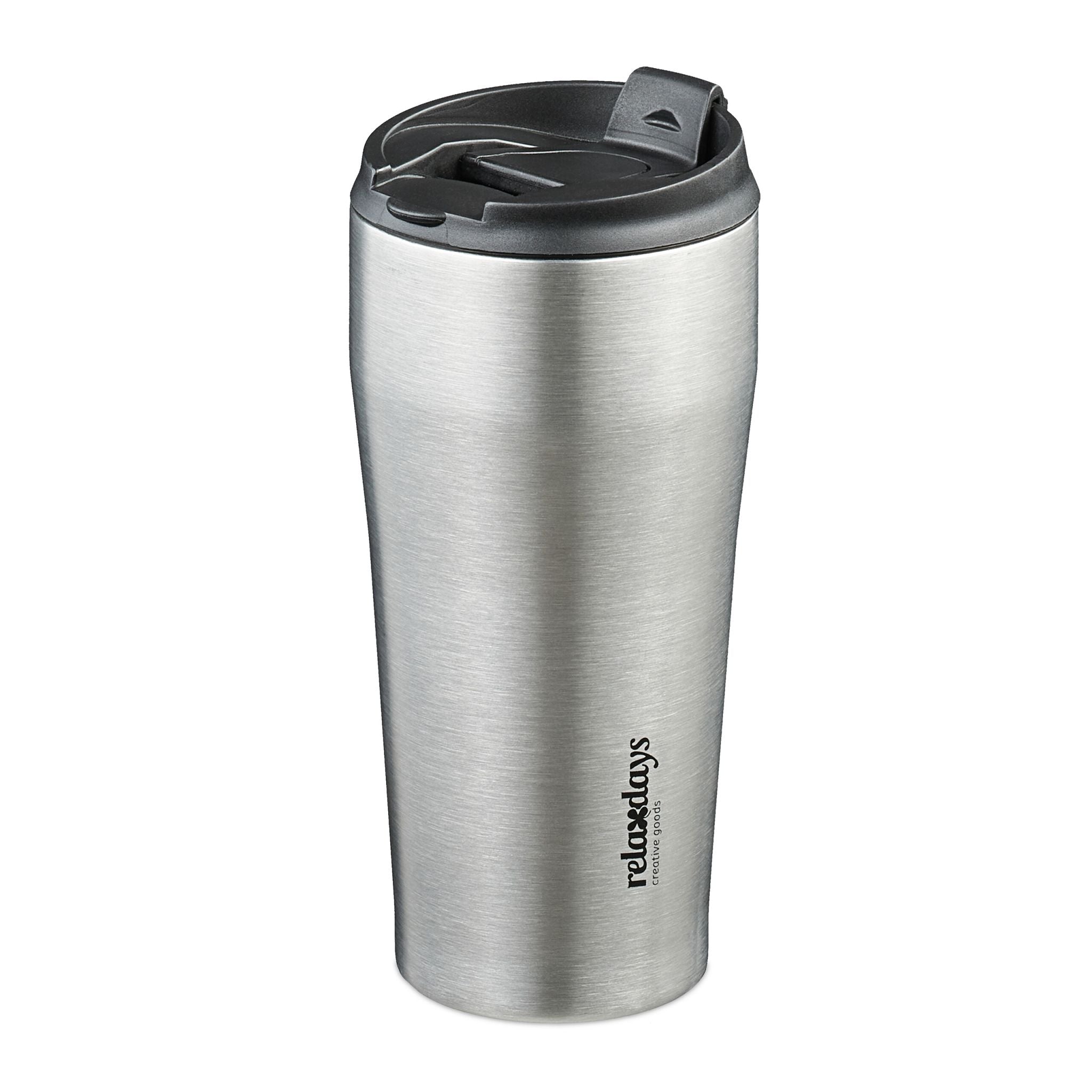 Thermobecher Edelstahl 400ml Schwarz-Silber von Relaxdays