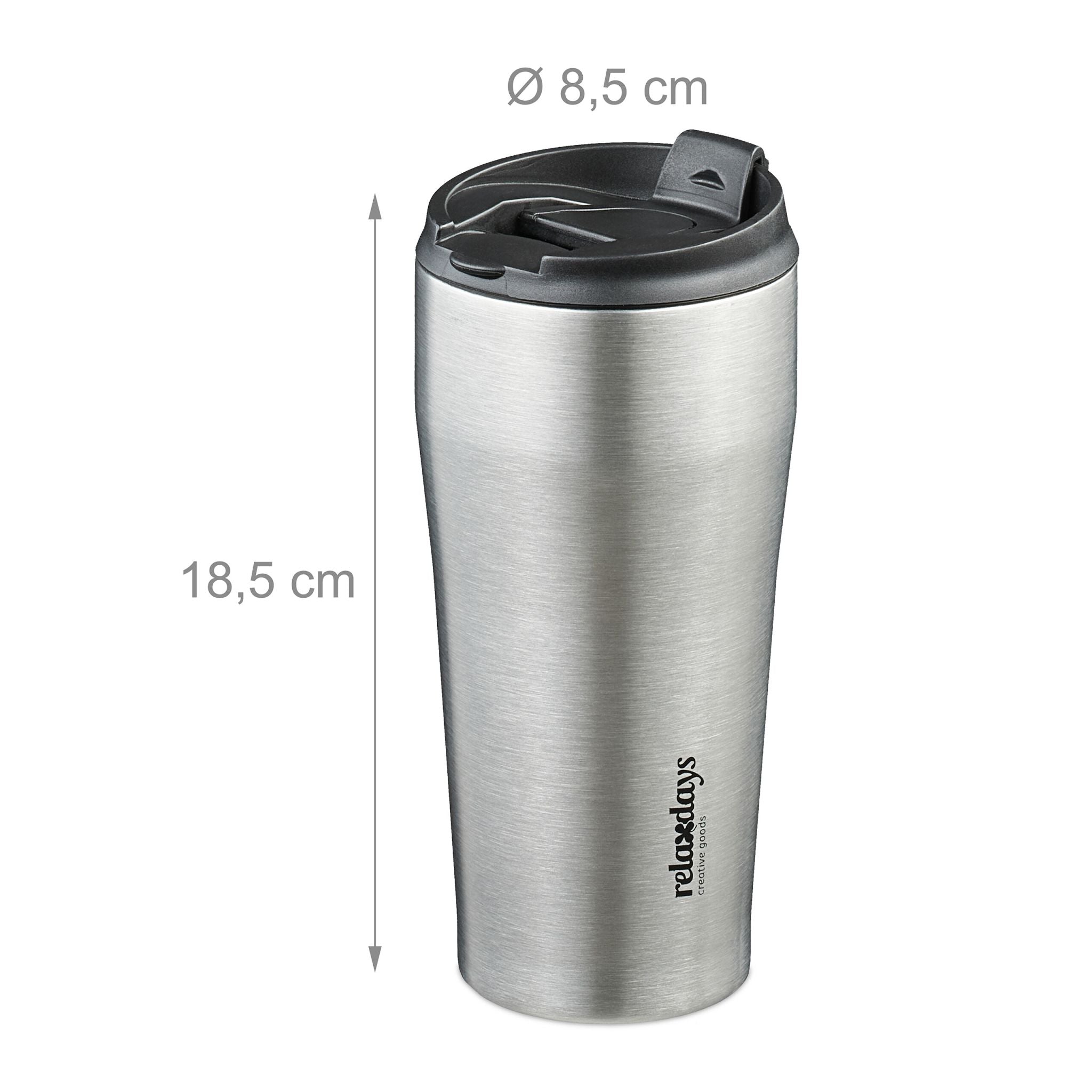 Thermobecher Edelstahl 400ml Schwarz-Silber von Relaxdays