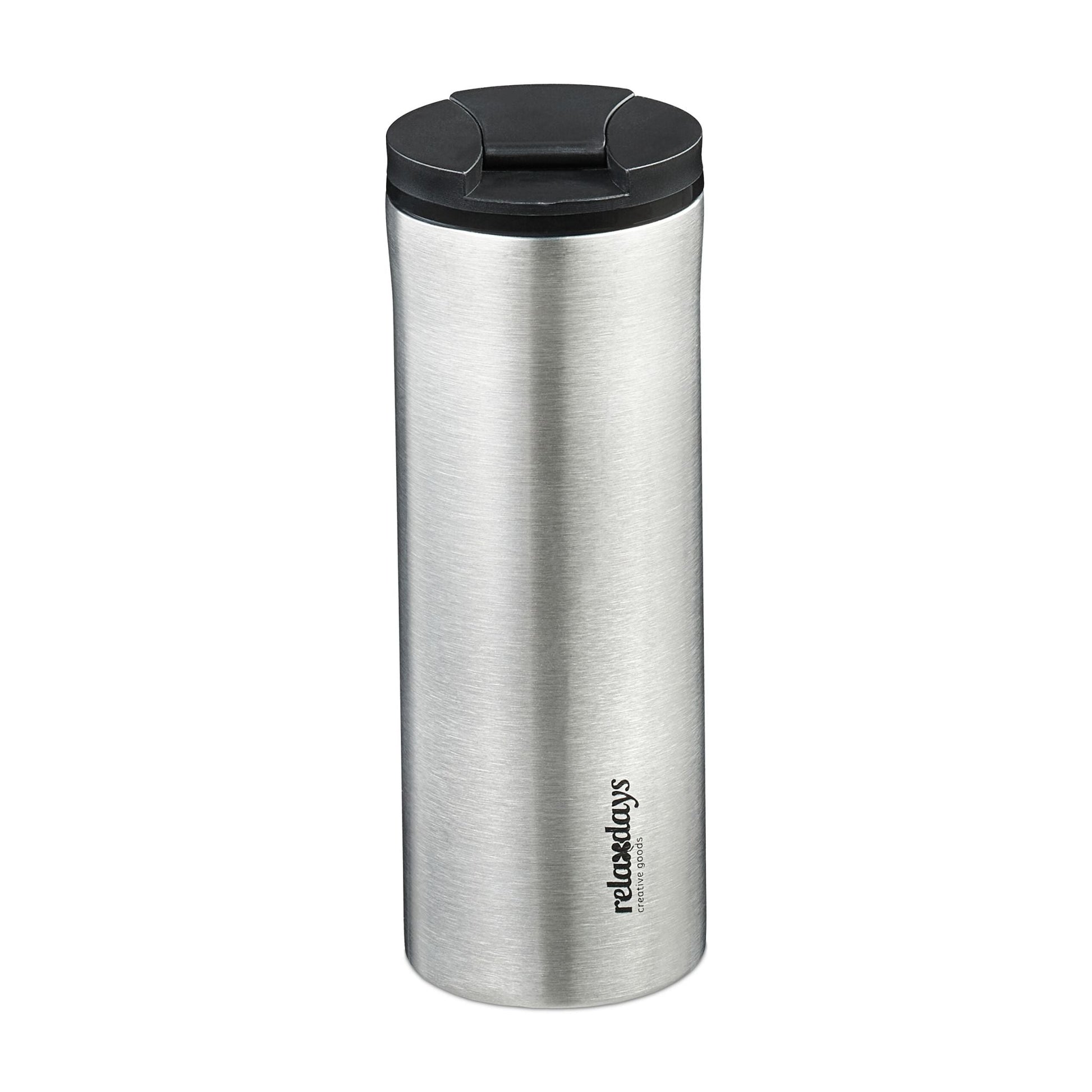 Thermobecher Edelstahl 400ml Schwarz-Silber von Relaxdays