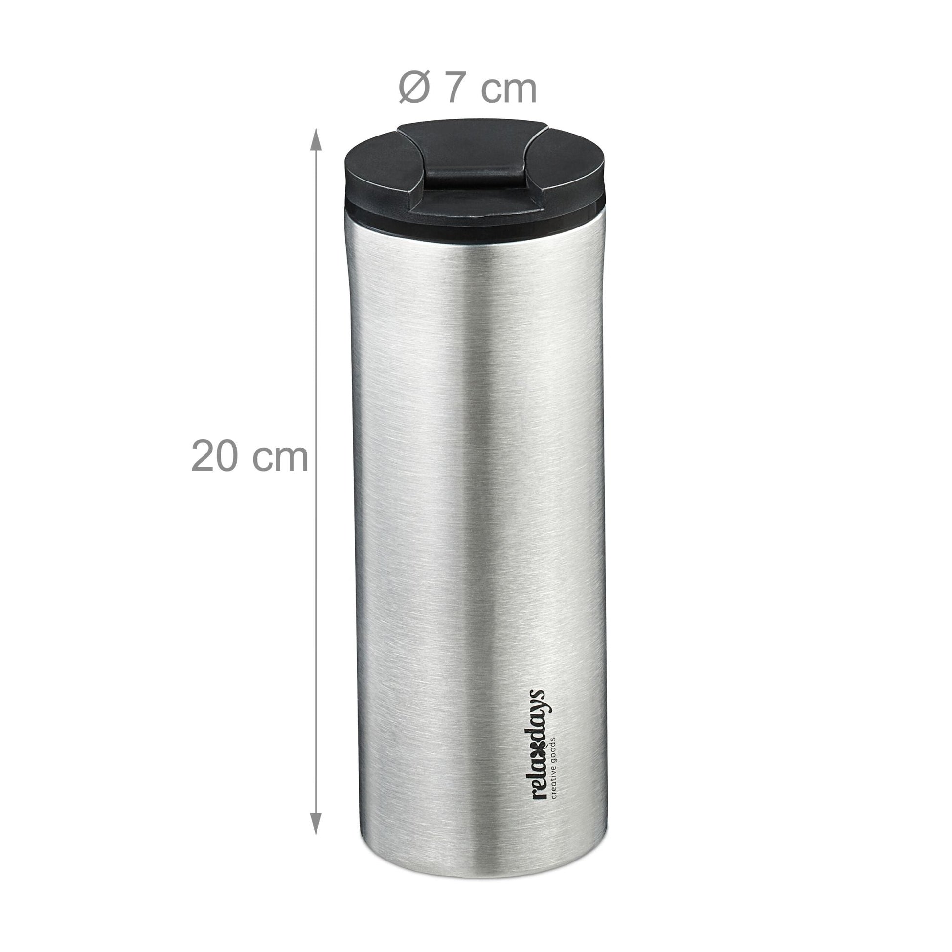 Thermobecher Edelstahl 400ml Schwarz-Silber von Relaxdays