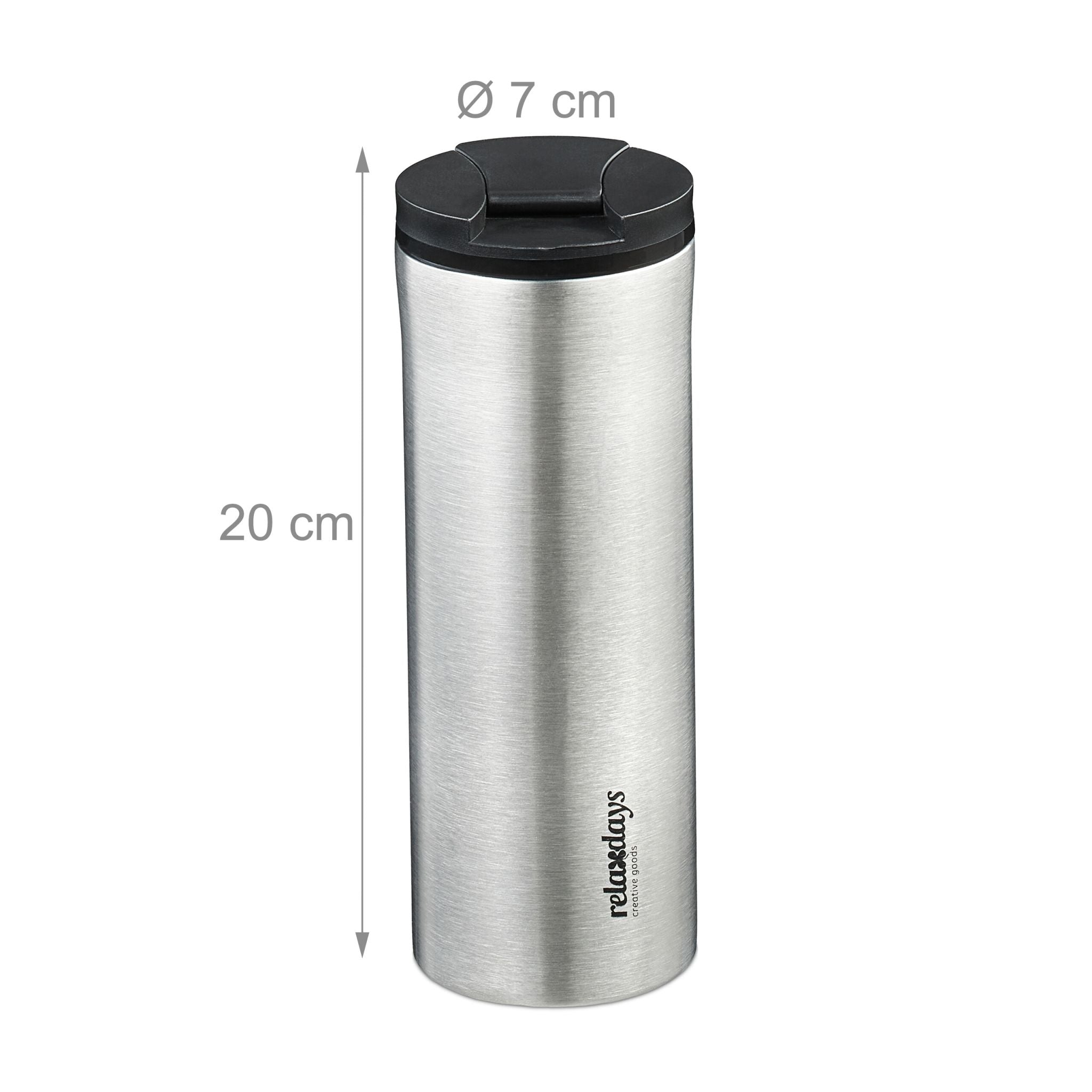 Thermobecher Edelstahl 400ml Schwarz-Silber von Relaxdays
