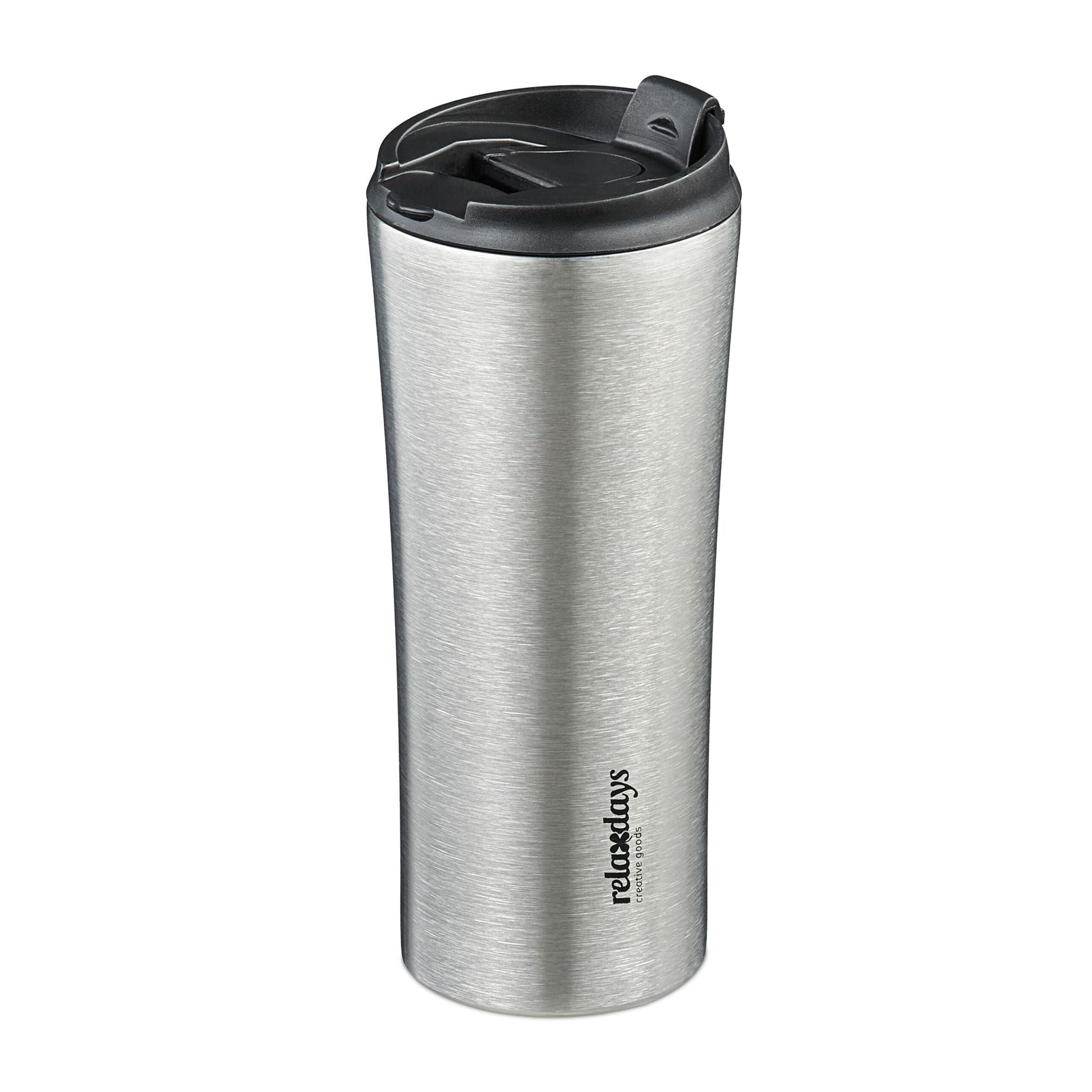 Thermobecher Edelstahl 400ml Schwarz-Silber von Relaxdays