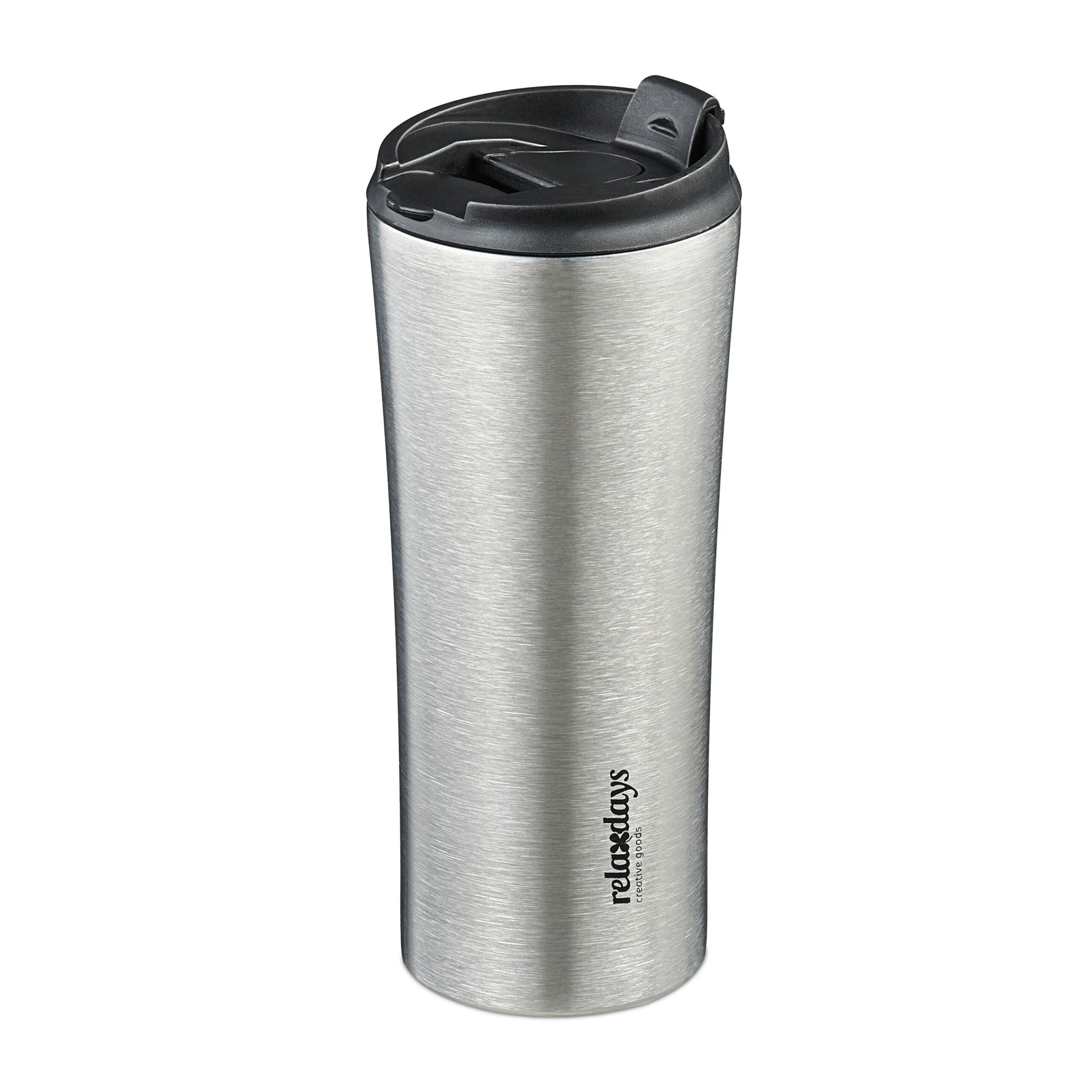 Thermobecher Edelstahl 400ml Schwarz-Silber von Relaxdays