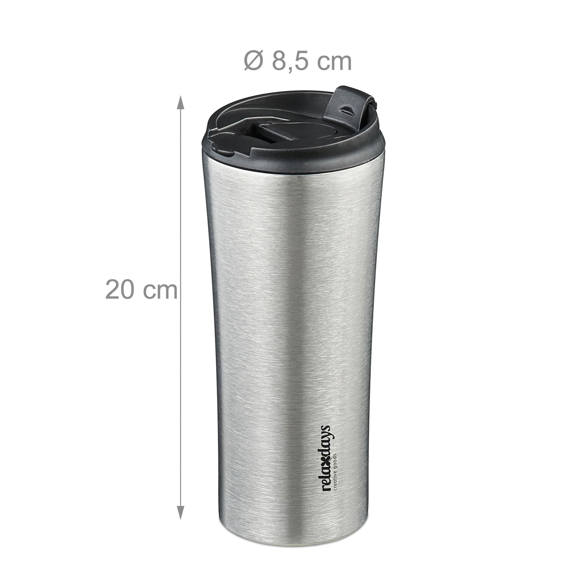 Thermobecher Edelstahl 400ml Schwarz-Silber von Relaxdays