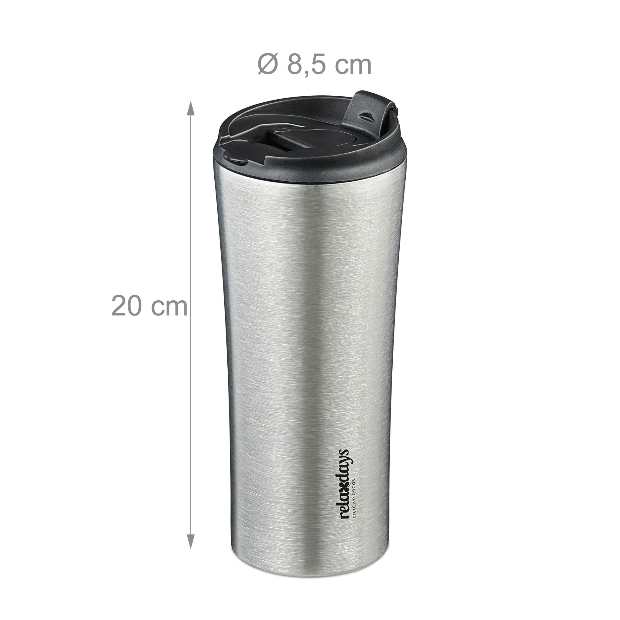 Thermobecher Edelstahl 400ml Schwarz-Silber von Relaxdays