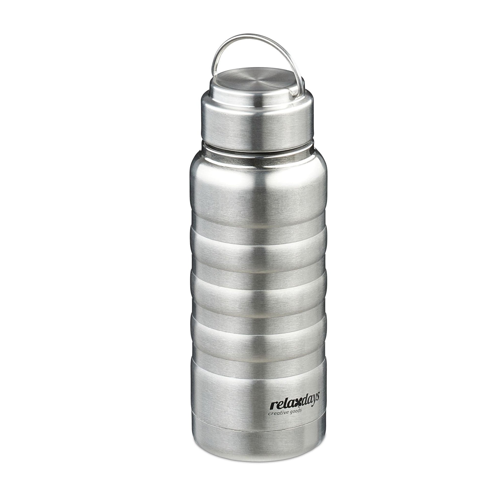 Trinkflasche Edelstahl 400ml Silber von Relaxdays