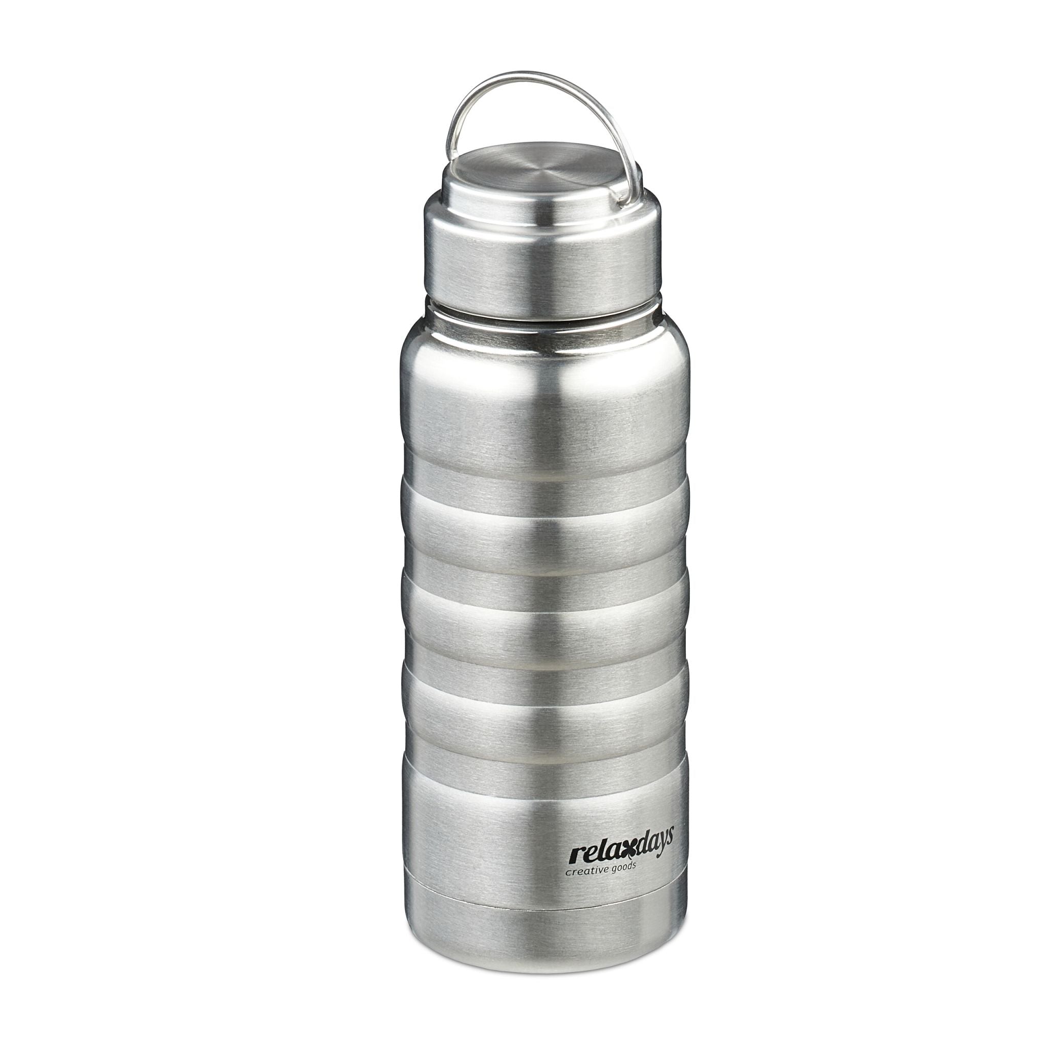 Trinkflasche Edelstahl 400ml Silber von Relaxdays