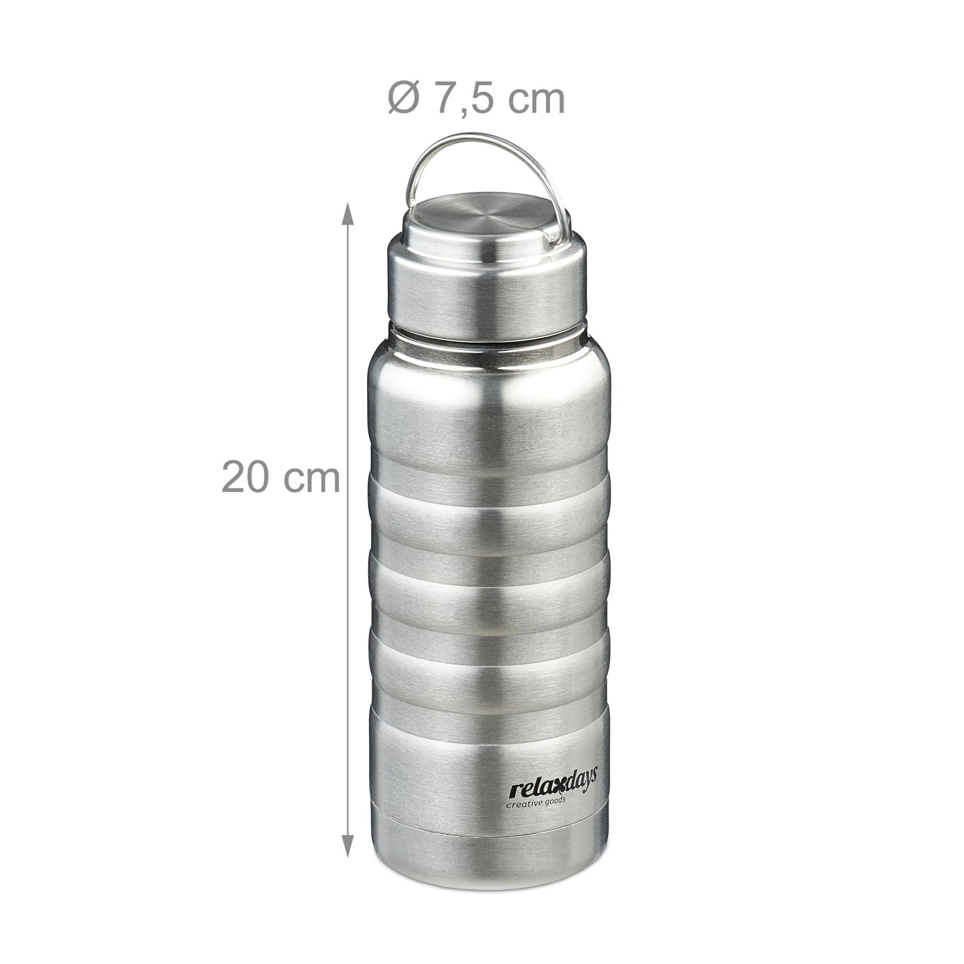 Trinkflasche Edelstahl 400ml Silber von Relaxdays