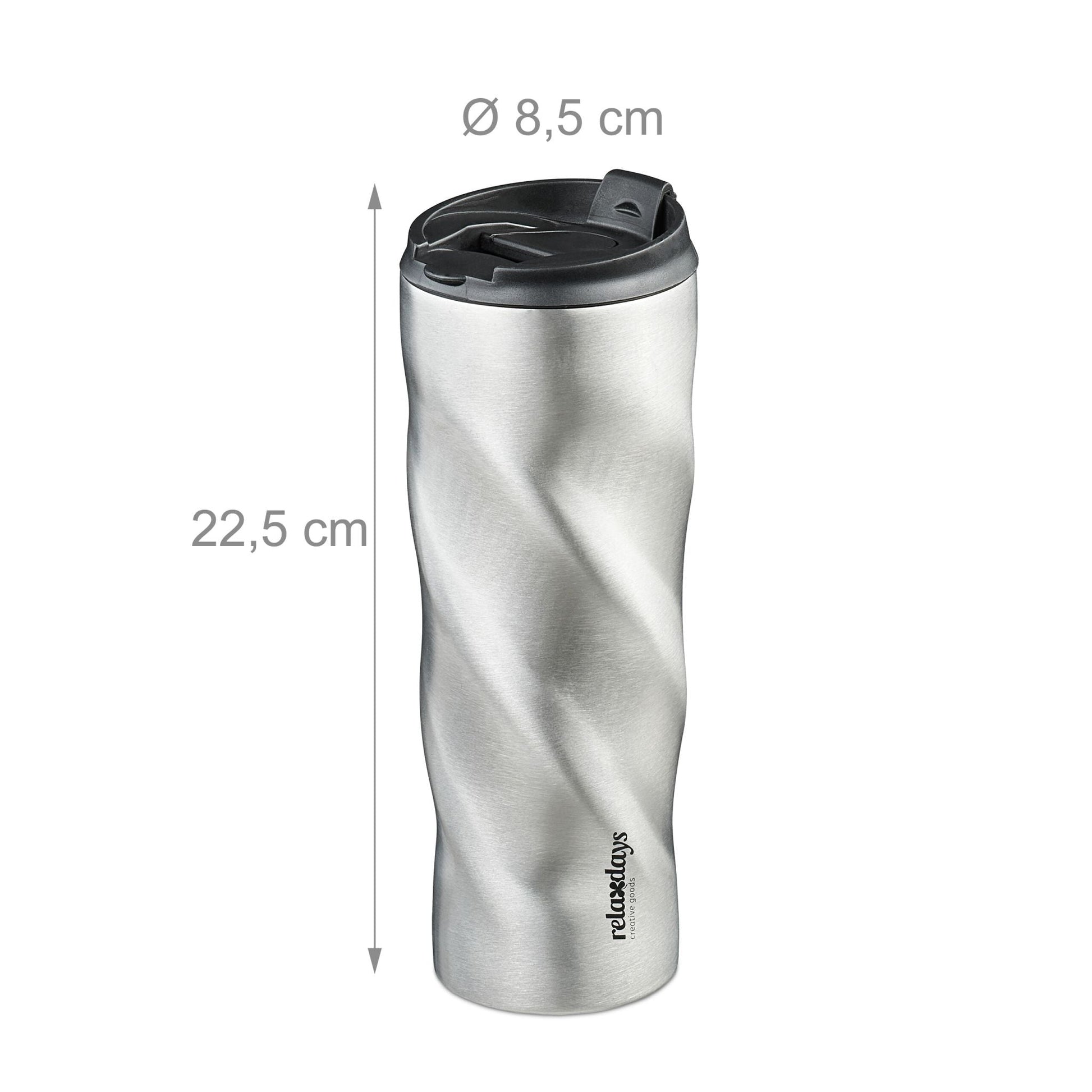 Thermobecher Edelstahl 500ml Schwarz-Silber von Relaxdays