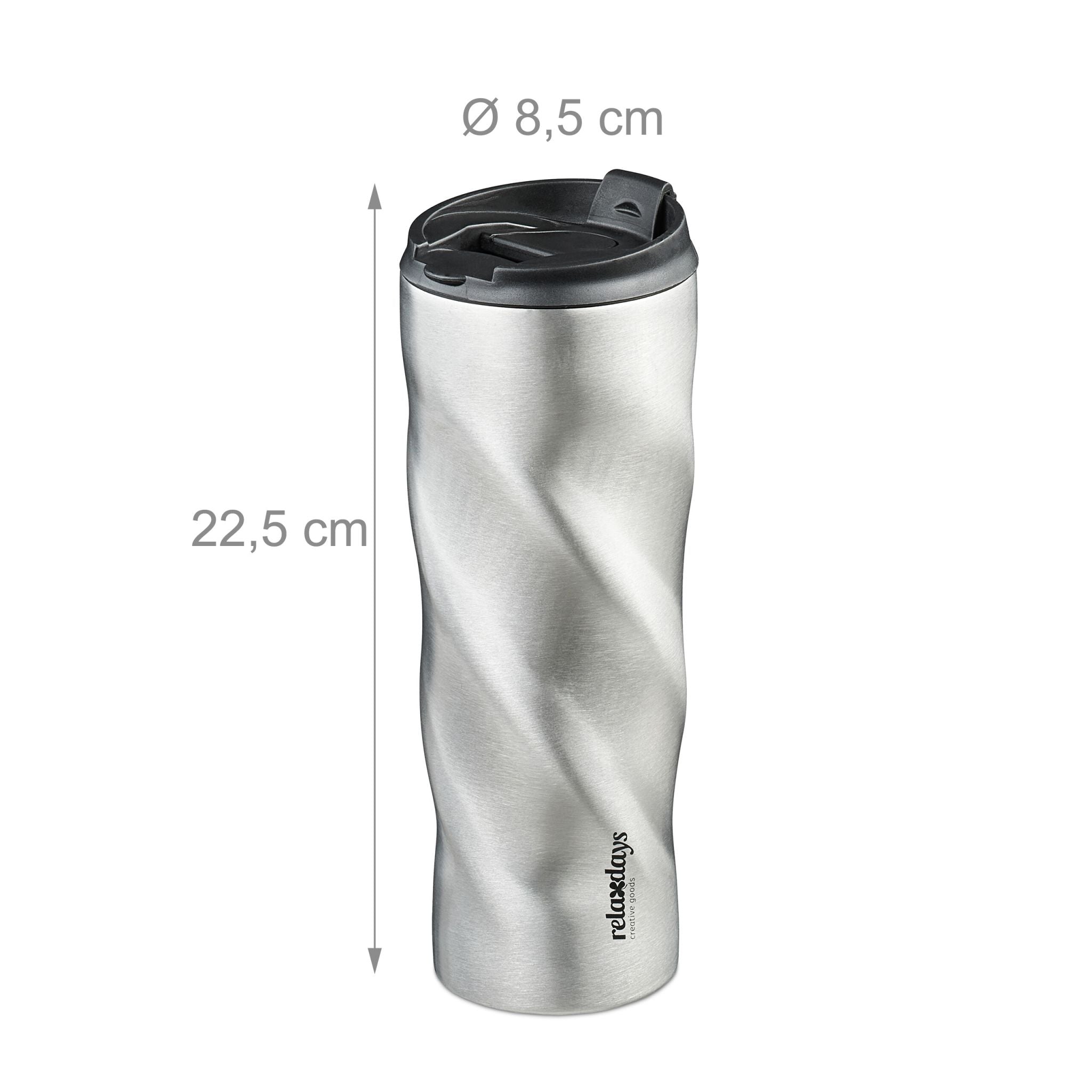 Thermobecher Edelstahl 500ml Schwarz-Silber von Relaxdays