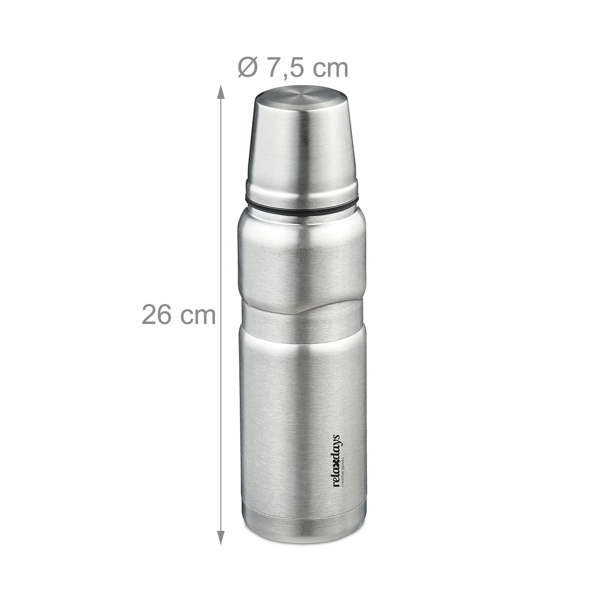 Trinkflasche mit Becher 500ml Schwarz-Silber von Relaxdays