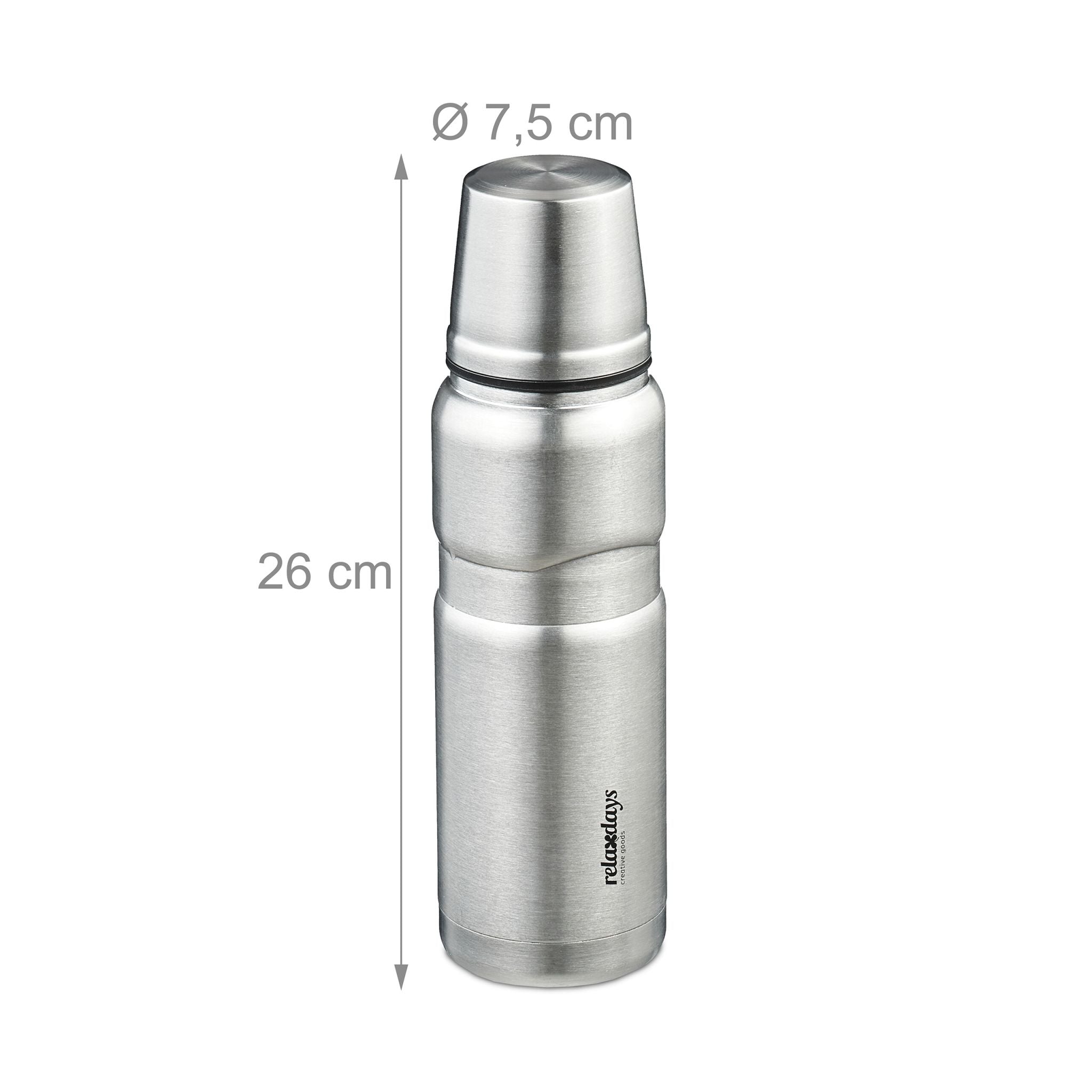 Trinkflasche mit Becher 500ml Schwarz-Silber von Relaxdays